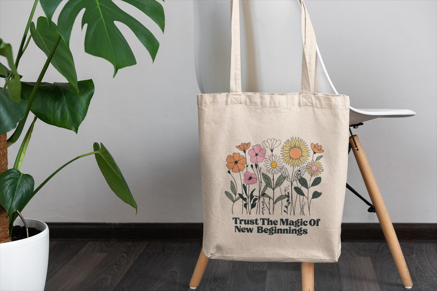 Floral Tote Bag New Job Graduation New Parents Gift Cotton Canvas Tote Bag Reusable Shopping Bag EcoFriendly Tote Market Bag