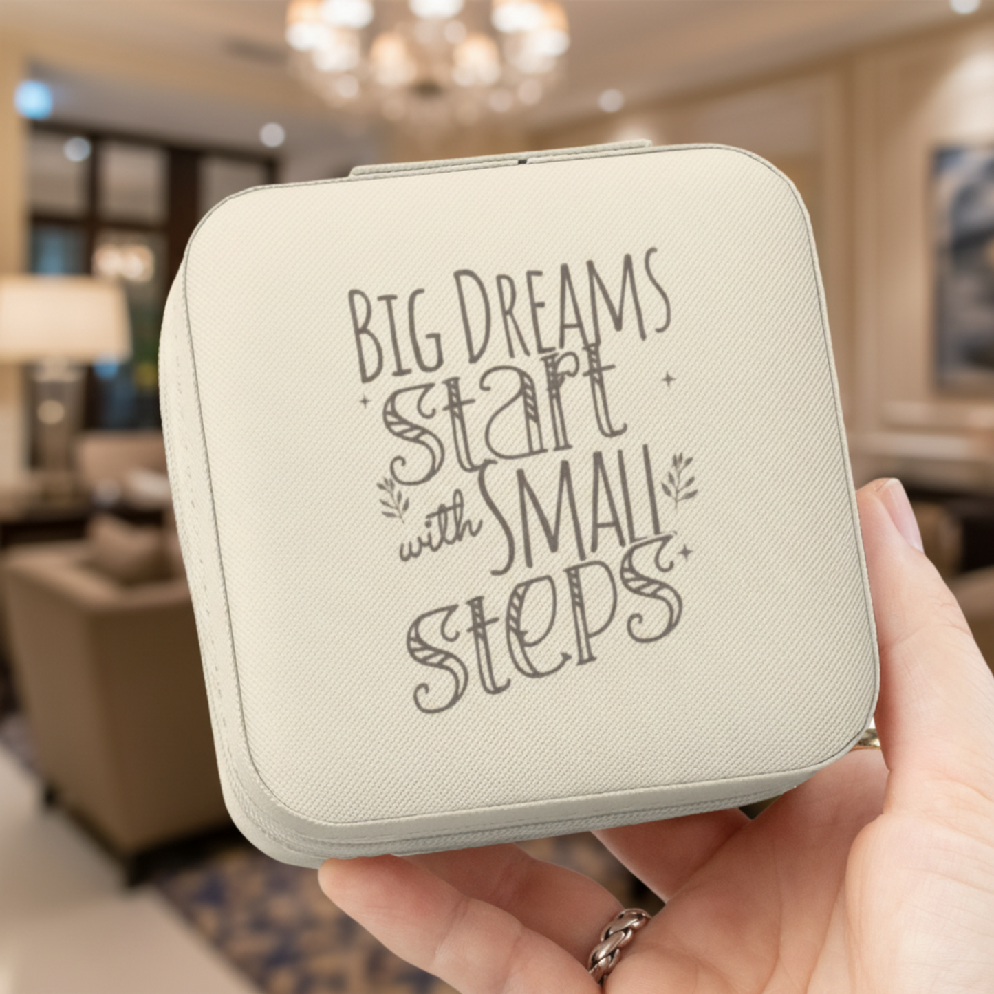 Jewelry Travel Case — Mini Organizer with Quote “Big Dreams Start with Small Steps” | Bridal Shower Gift | Graduation Present