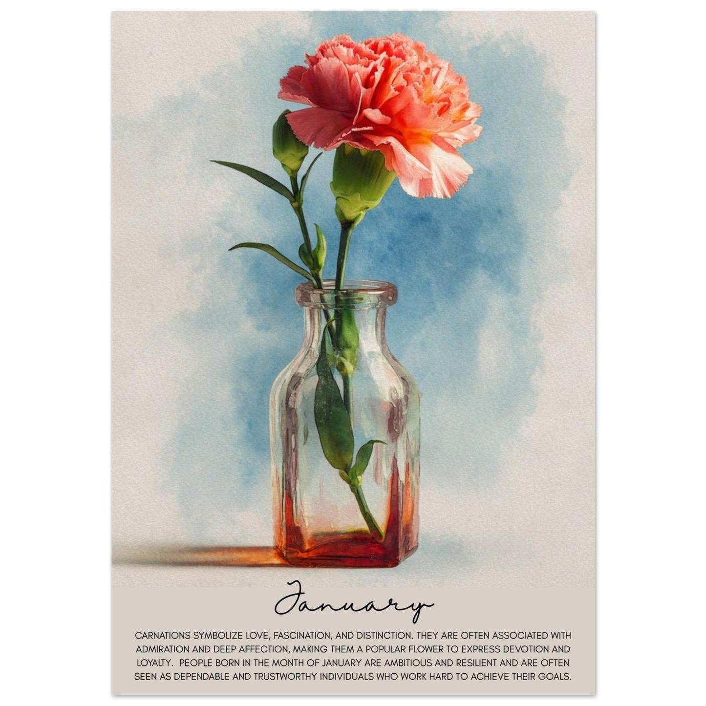 Birth Month Flower Poster Watercolor Flower Meaning Botanical Art Print Meaningful Decor