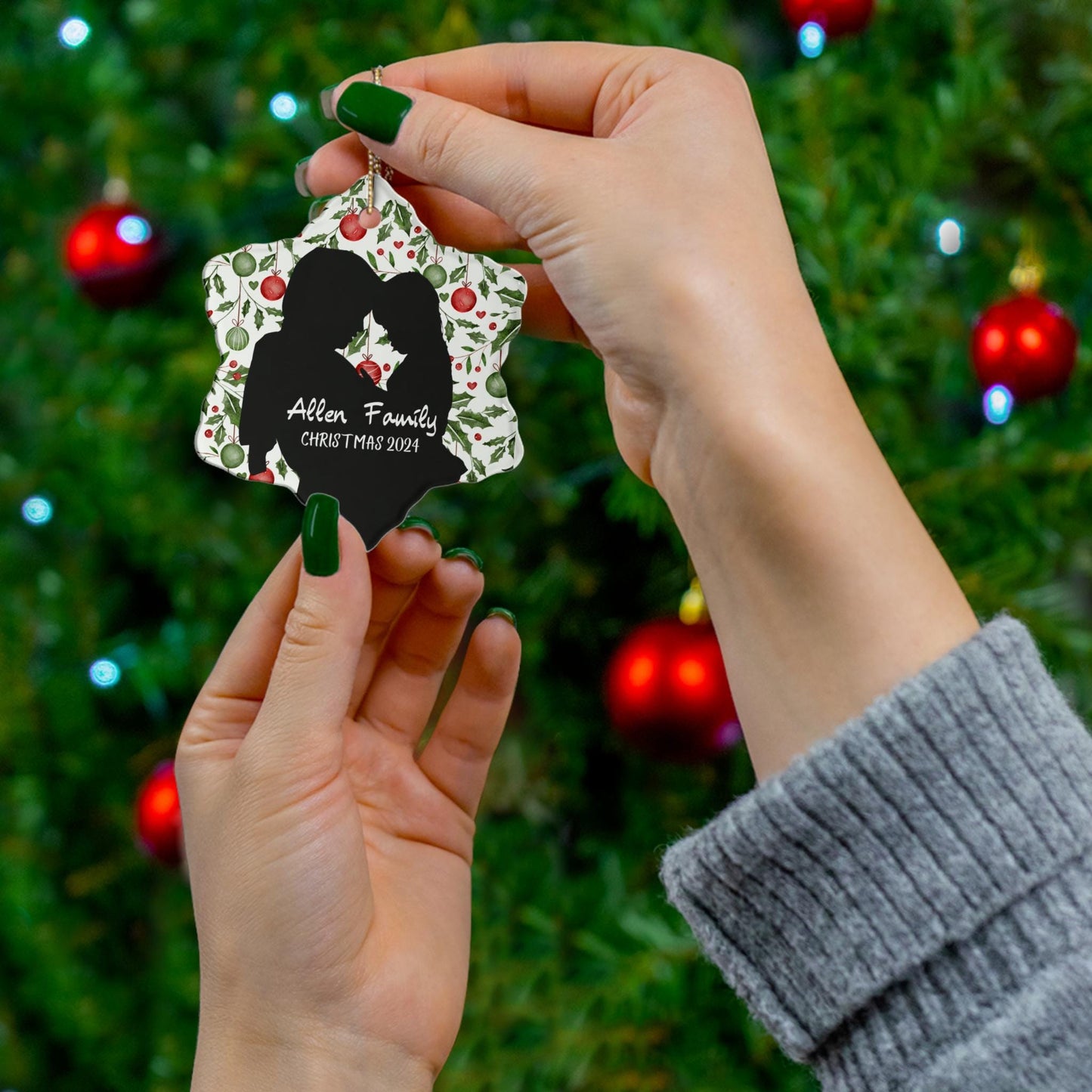 Personalized Family Photo Christmas Ornament: Silhouette Keepsake