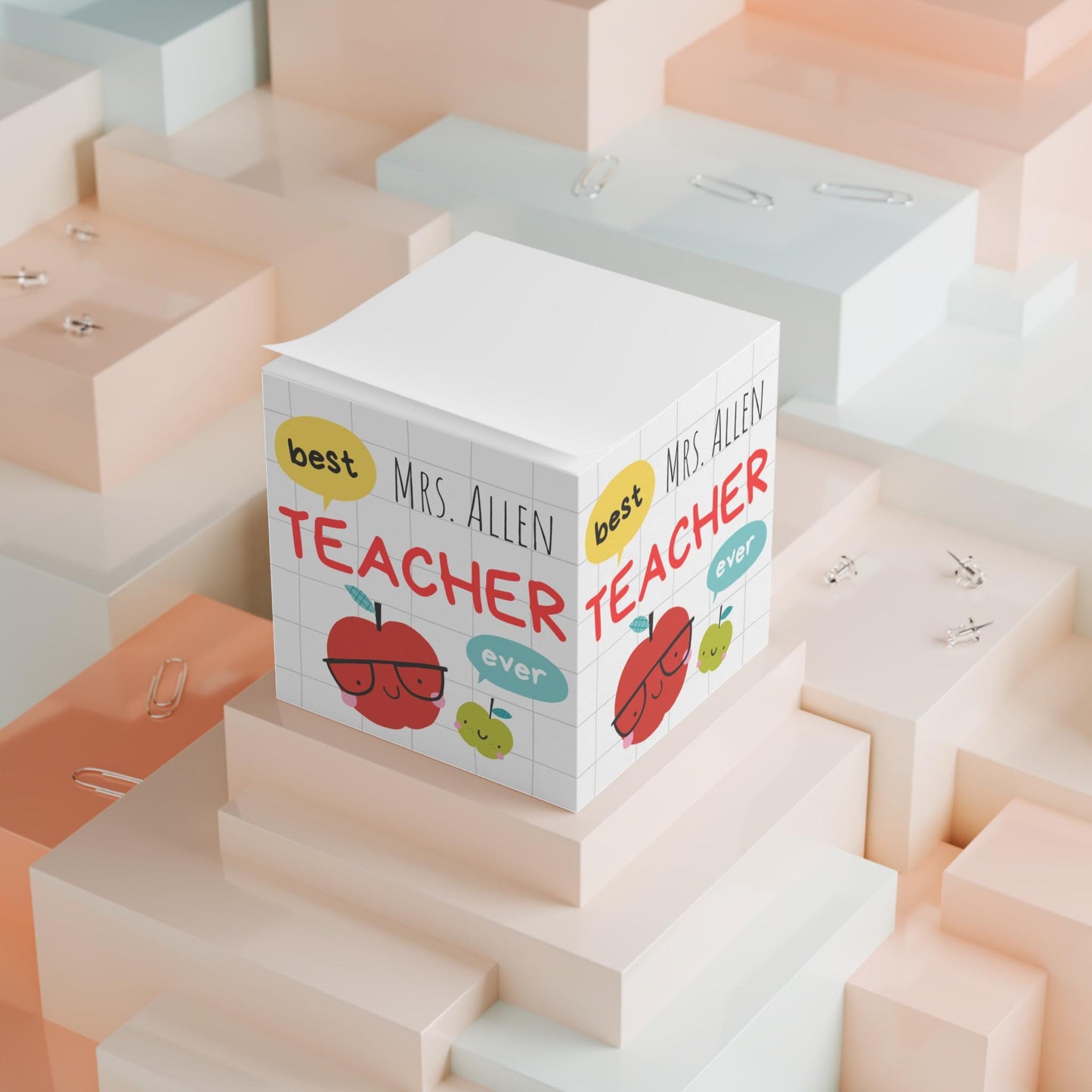 Note Cube Best Teacher Ever Sticky Note Cube Teacher Gift Christmas Teacher Appreciation Office Supplies Desk Accessories, School