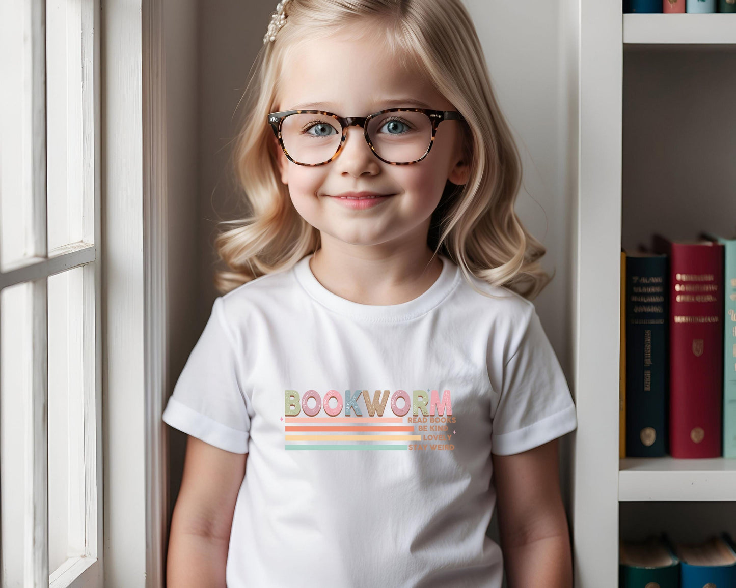 Rainbow Bookworm Toddler Tee Shirt Library Kids T-Shirt Colorful Child Book Lover Top Reading Rainbow Shirt Literary Toddler Tee
