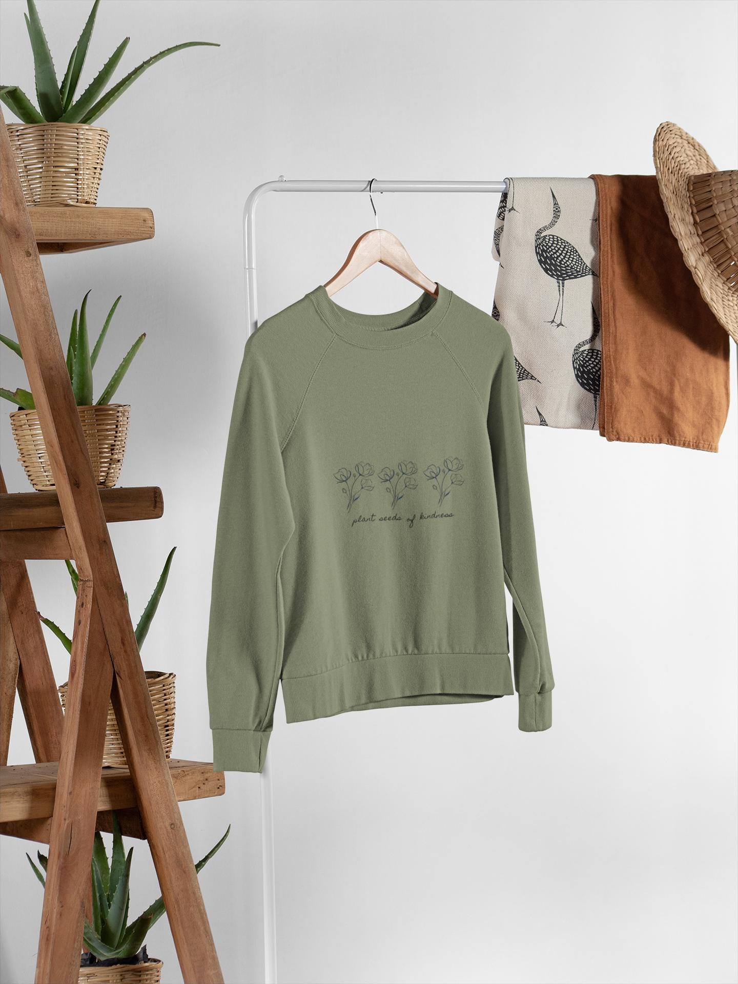 Kindness Floral Wildflower Sweatshirt, Minimalist Botanical Plant Seeds Crewneck, Cozy Unisex Jumper Pullover, Gardener Nature Lover Gift