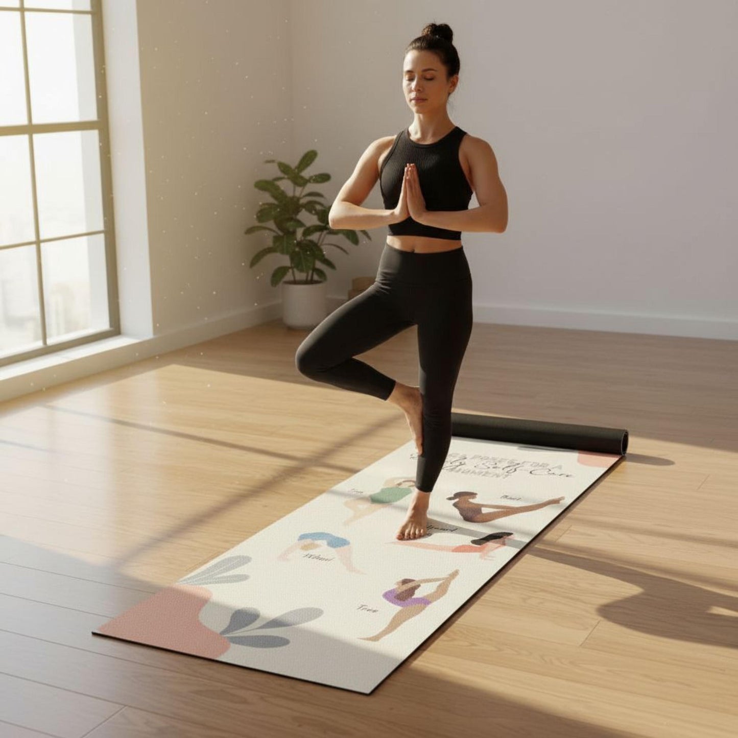 Yoga Pose Mat Self Care Yoga Mat for Stretching and Relaxation Fitness Gift for Mothers Workout Equipment Meditation Mat Yoga Gift for Mom