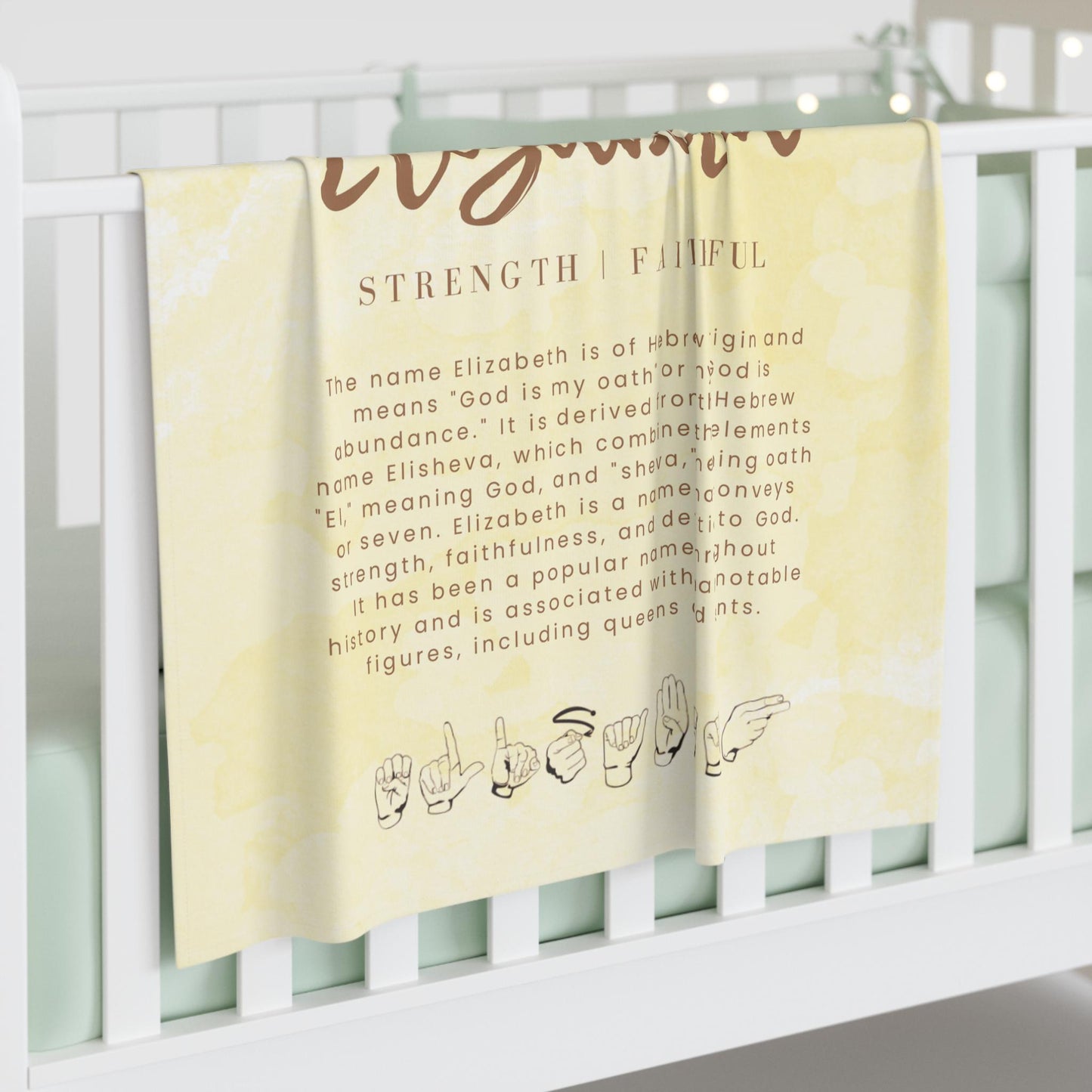 Personalized Baby Blanket Custom Name Meaning Swaddle Sign Language Nursery Decor New Parent Gift Baby Shower Gift Newborn Nursery Decor