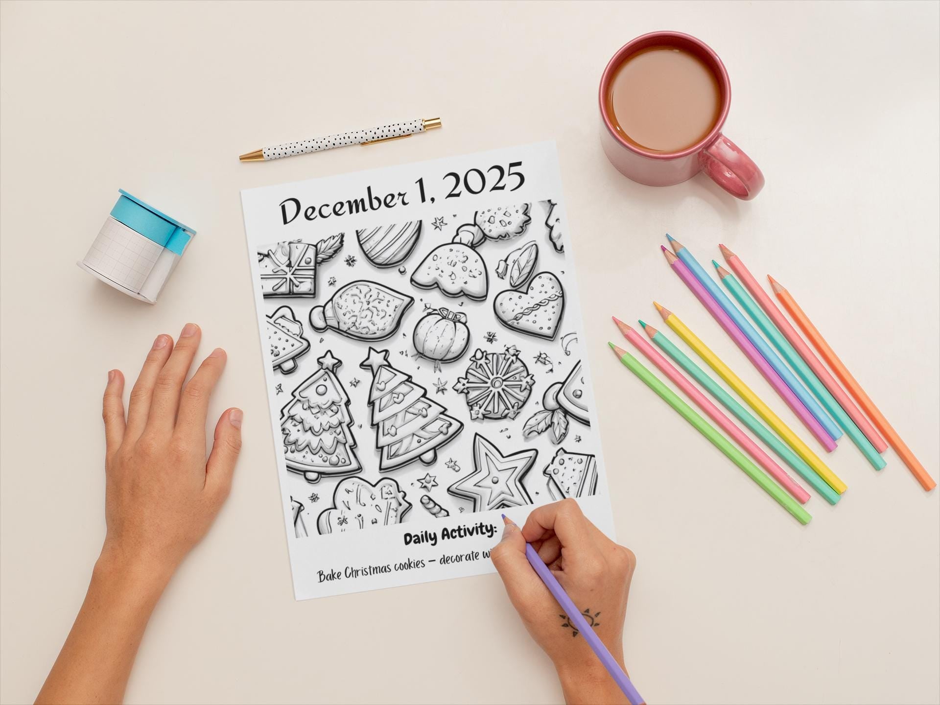 Advent Calendar Coloring Book for Kids Christmas Countdown Holiday Activity Festive Holiday Coloring Pages Family-Friendly Coloring Book