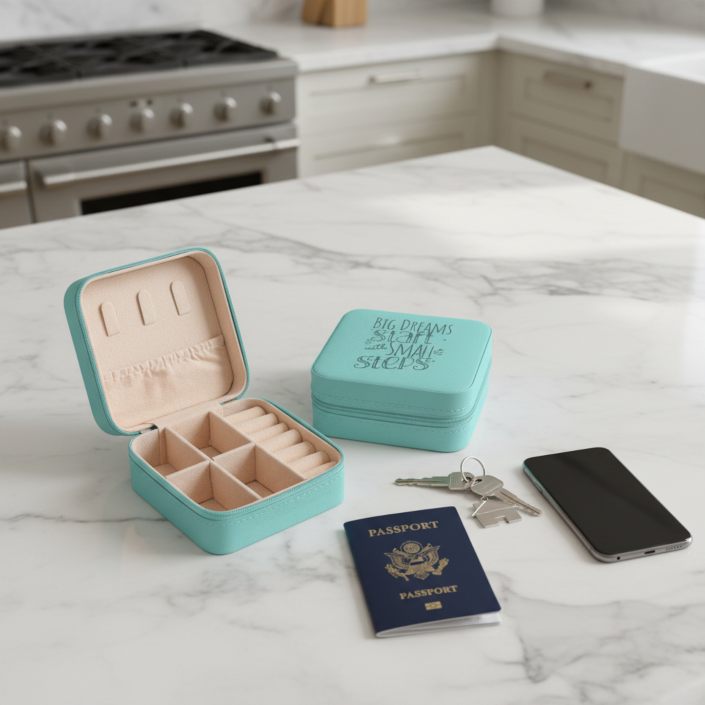 Jewelry Travel Case — Mini Organizer with Quote “Big Dreams Start with Small Steps” | Bridal Shower Gift | Graduation Present