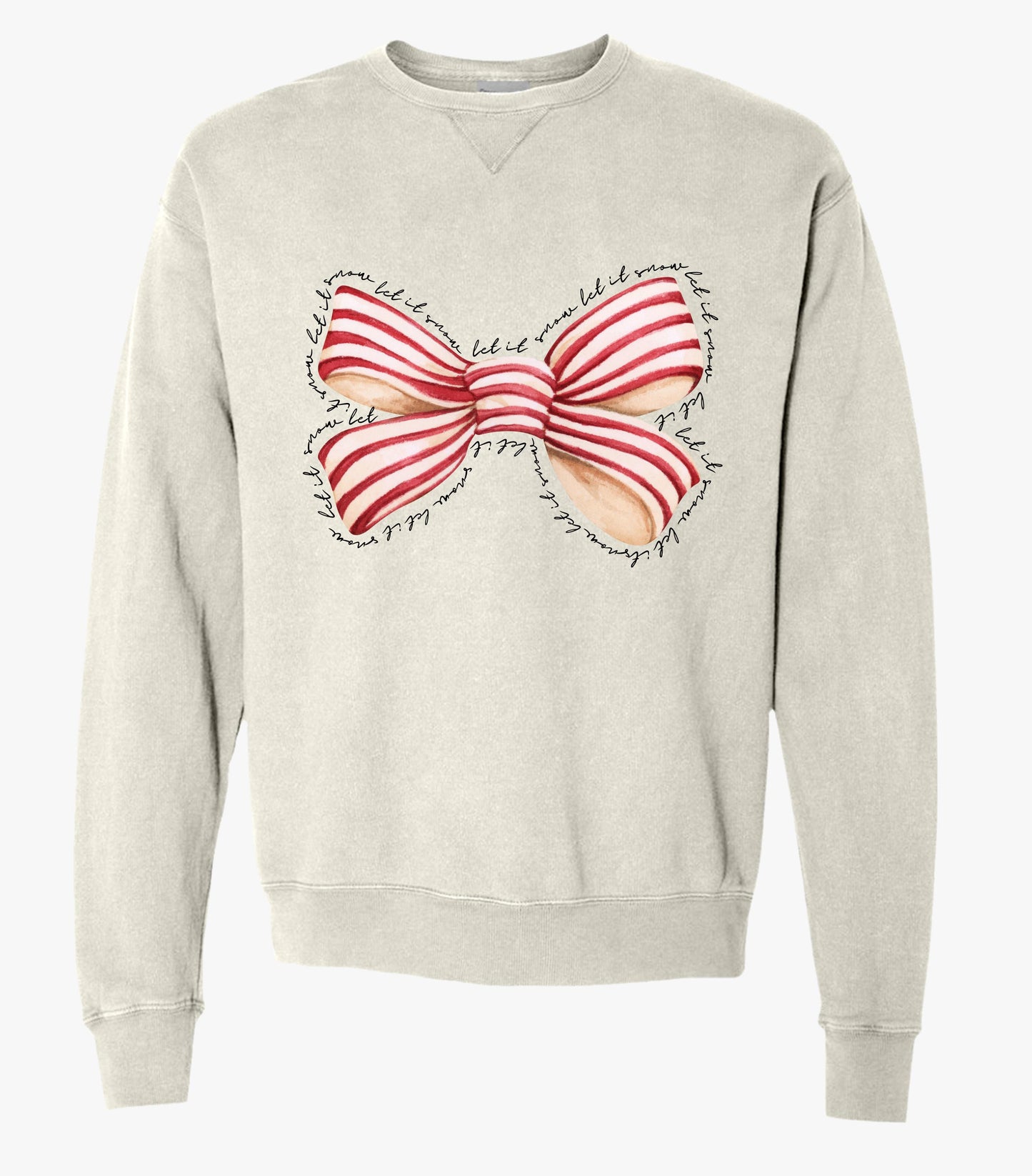 Let It Snow Holiday Sweatshirt Christmas Crewneck Jumper Winter Sweater Festive Unisex Pullover Candy Cane Bow Design Top