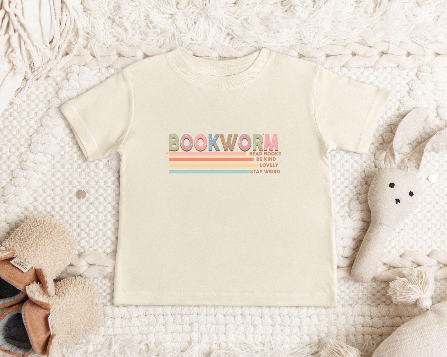 Rainbow Bookworm Toddler Tee Shirt Library Kids T-Shirt Colorful Child Book Lover Top Reading Rainbow Shirt Literary Toddler Tee