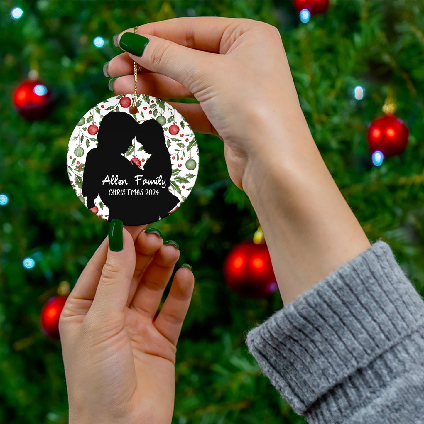 Personalized Family Photo Christmas Ornament: Silhouette Keepsake