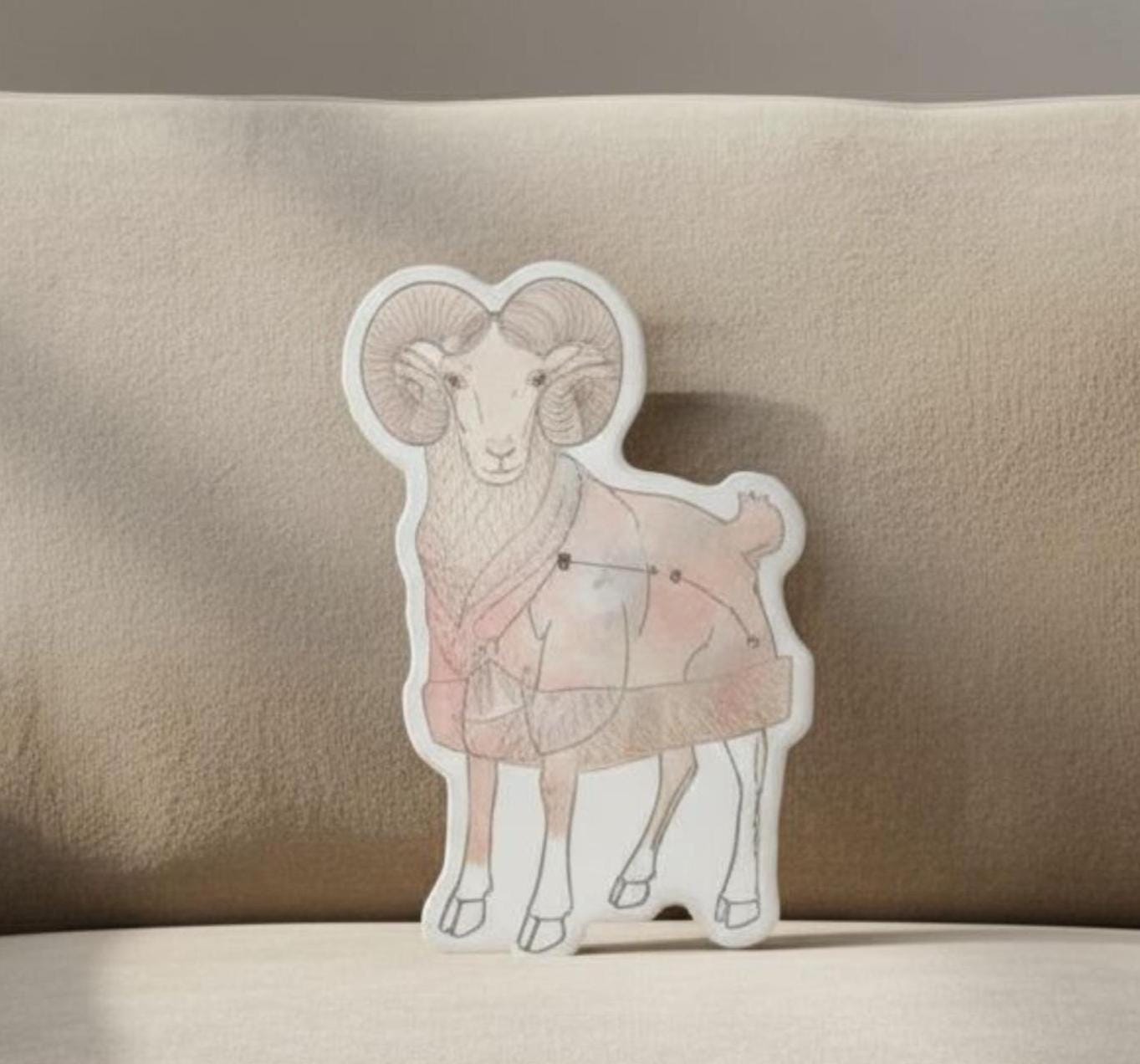 Custom Aries Ram Pillow Constellation Home Decor Pillow for Kids Gift for New Parents Birth Celebration Baby Shower Gift Birth Announcement