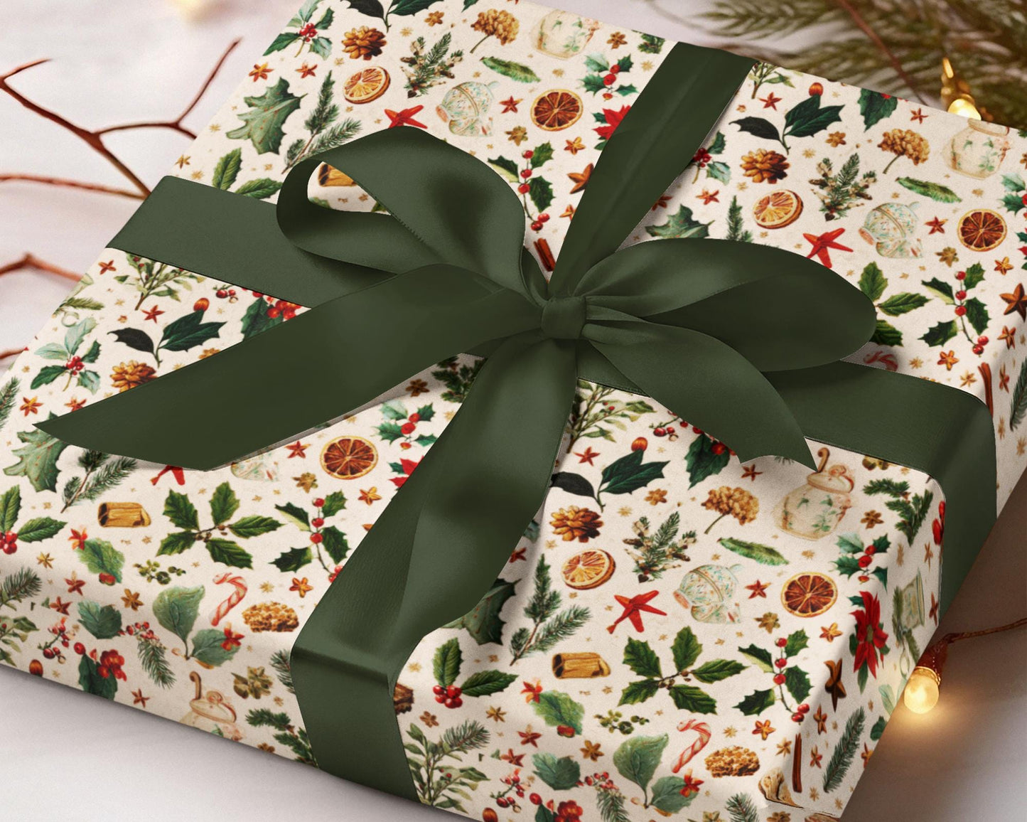 Vintage Christmas Pattern Wrapping Paper Roll Nostalgic Holiday Gift Wrap Matte Finish Gift for Her Retro Vibes Unique Gift Wrap Custom Art