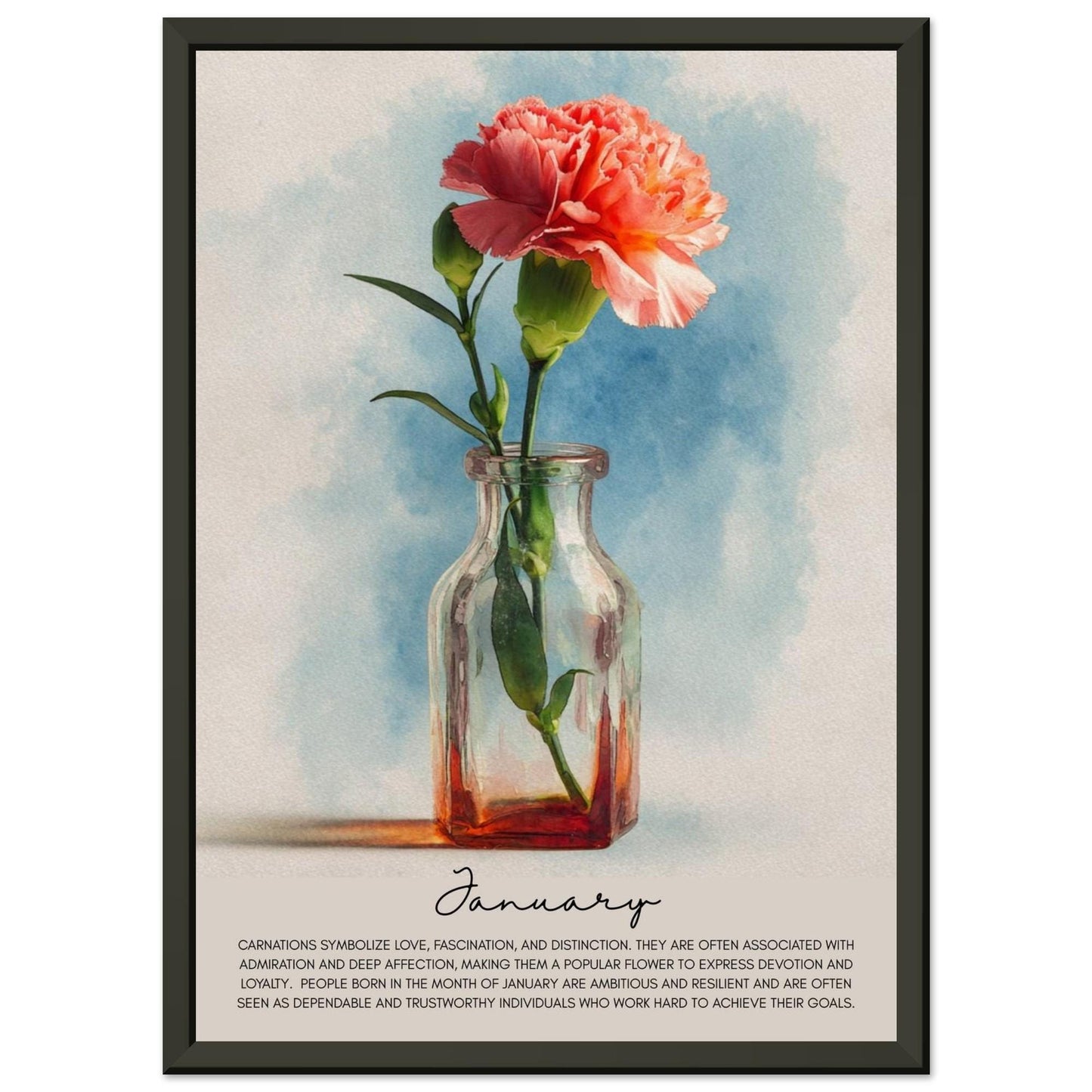 Birth Month Flower Poster Watercolor Flower Meaning Botanical Art Print Meaningful Decor
