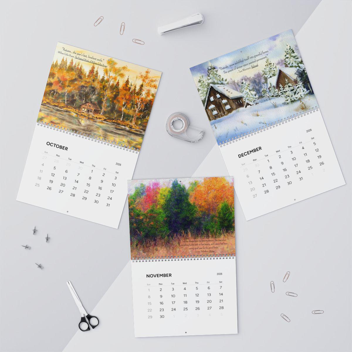 Literary Wall Calendar 2026 Classic Literature Calendar Book Lover Gift Home Office Decor Unique Accessory Monthly Planner Librarian Gift