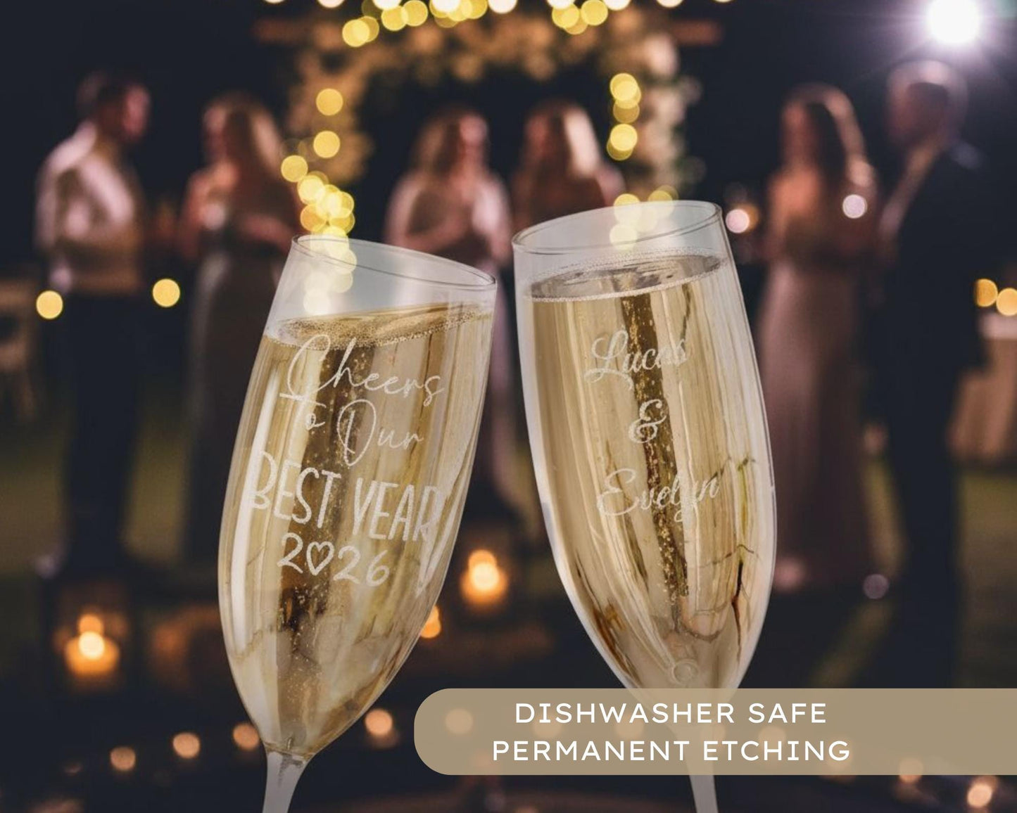 Engraved New Year Personalized Wedding Champagne Glass Cheers to Our Best Year 2026 Flute Celebration Gift Wedding Toasts Bridal Shower Gift