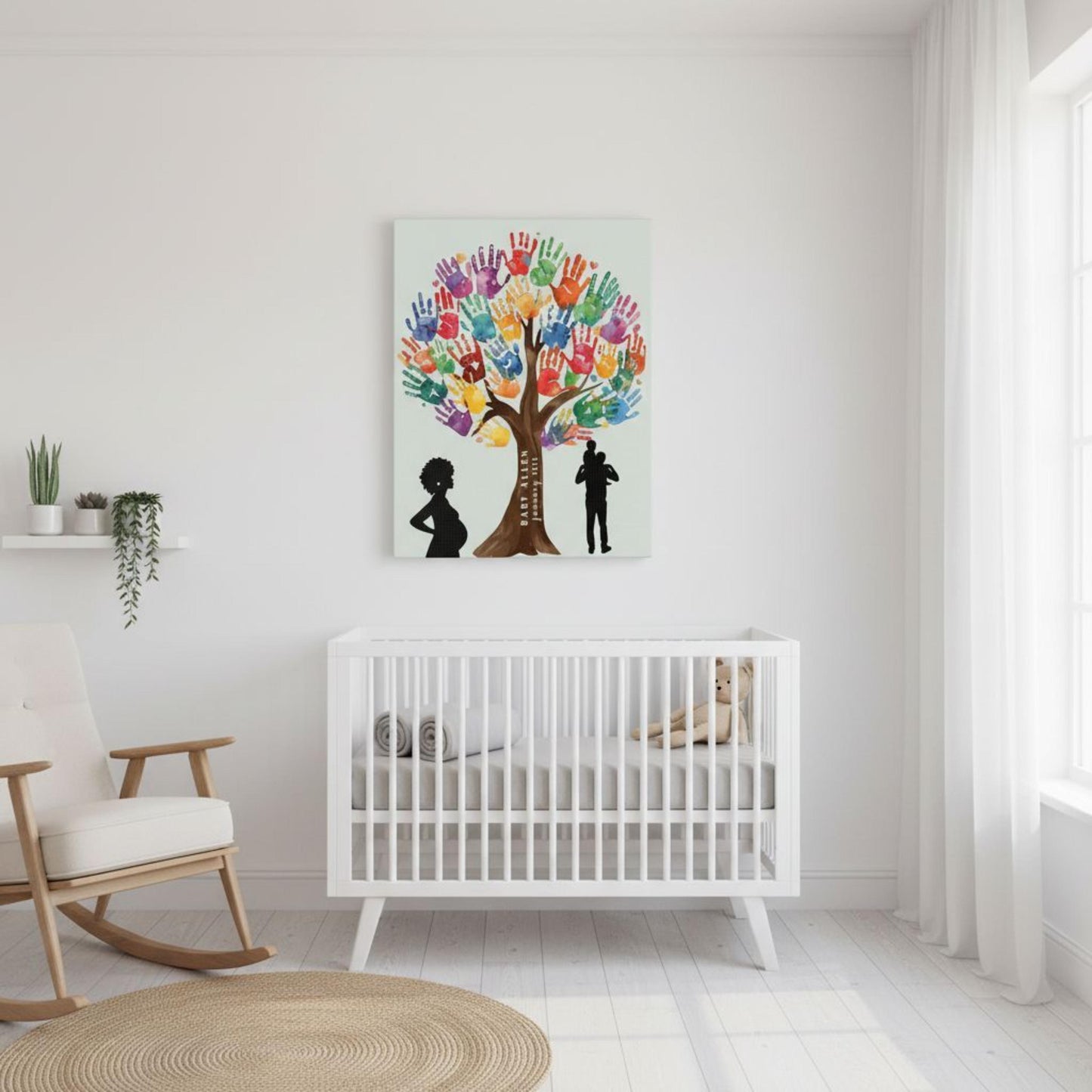 Custom Baby Shower Guestbook Canvas Handprint Tree Wall Art Personalized Nursery Gift Baby Announcement Keepsake Decor Nursery Wall Decor
