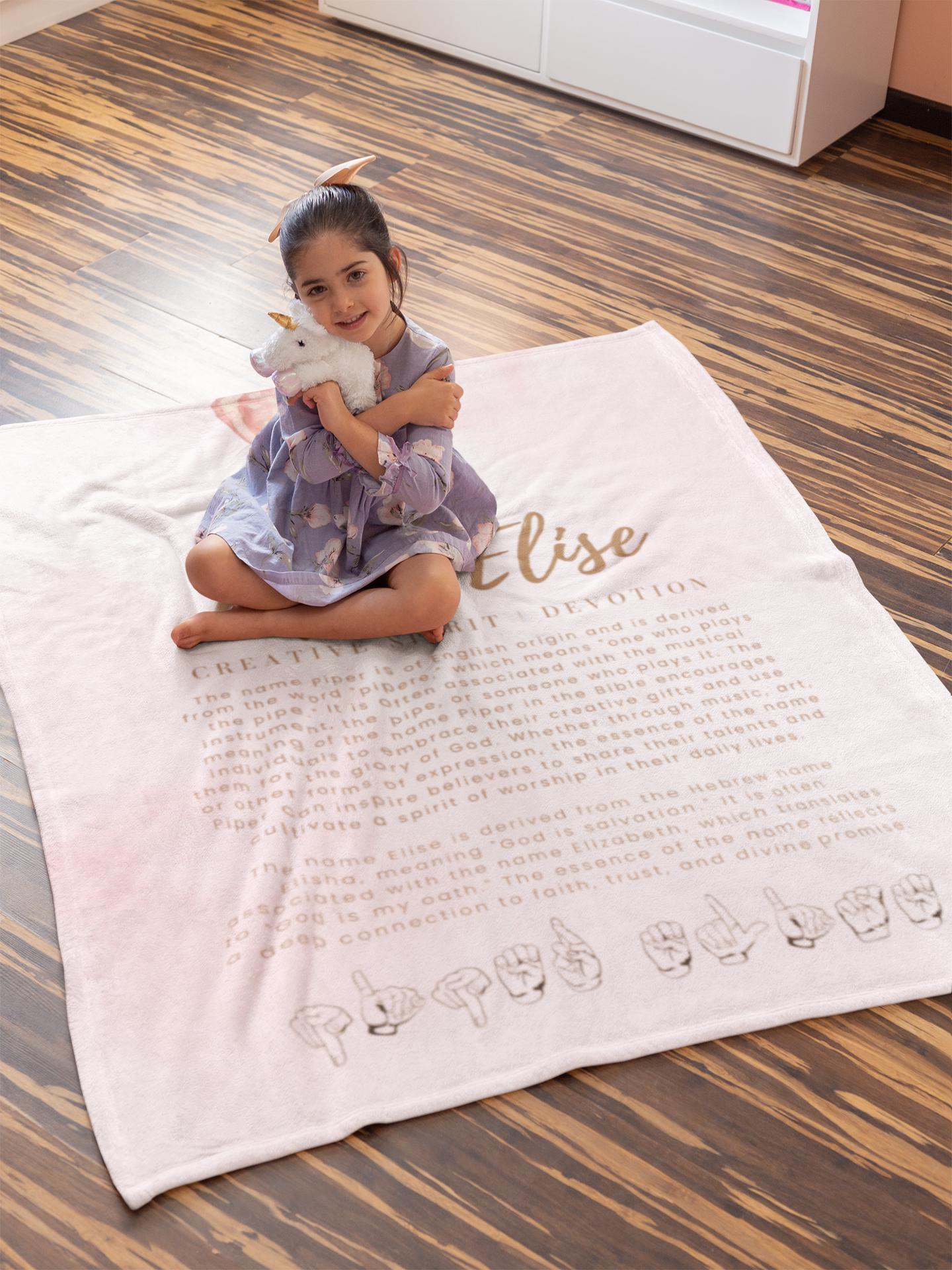 Personalized Baby Blanket Custom Name Meaning Swaddle Sign Language Nursery Decor New Parent Gift Baby Shower Gift Newborn Nursery Decor