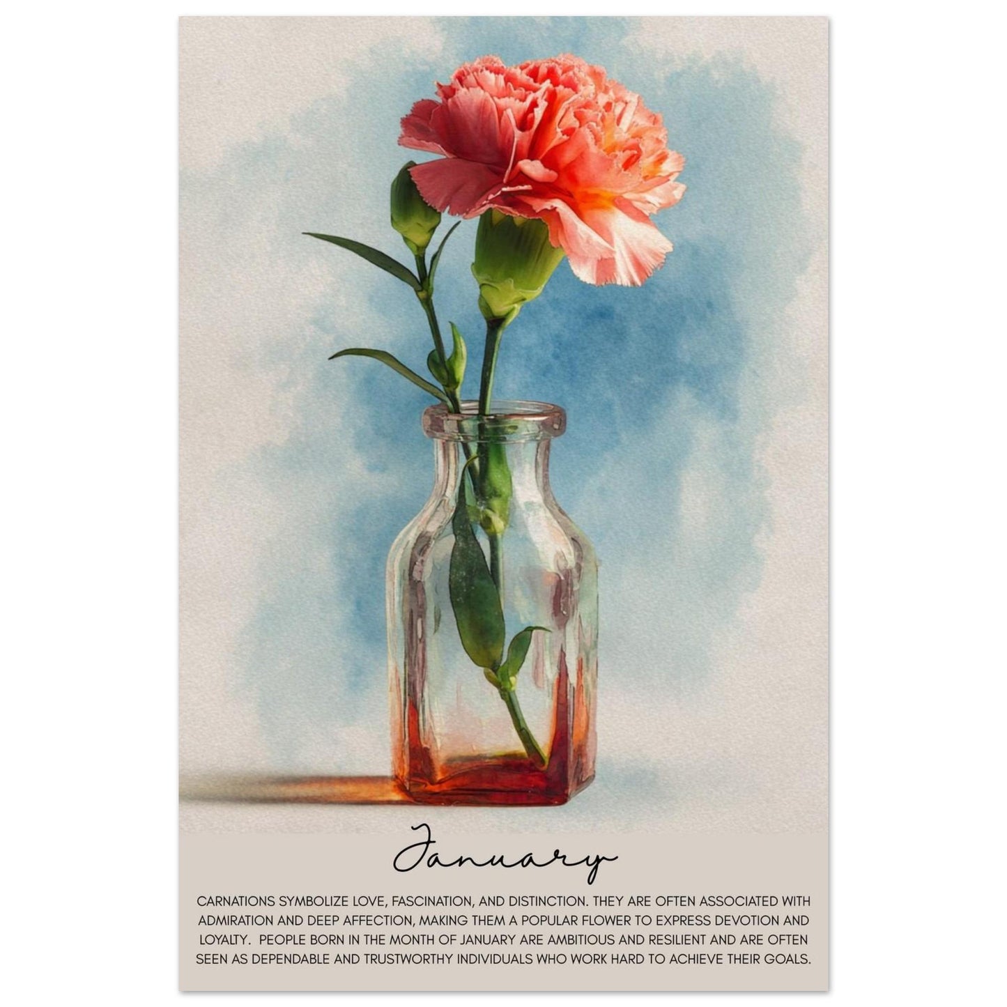 Birth Month Flower Poster Watercolor Flower Meaning Botanical Art Print Meaningful Decor