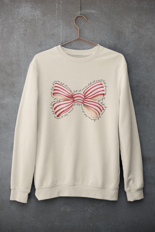 Let It Snow Holiday Sweatshirt Christmas Crewneck Jumper Winter Sweater Festive Unisex Pullover Candy Cane Bow Design Top