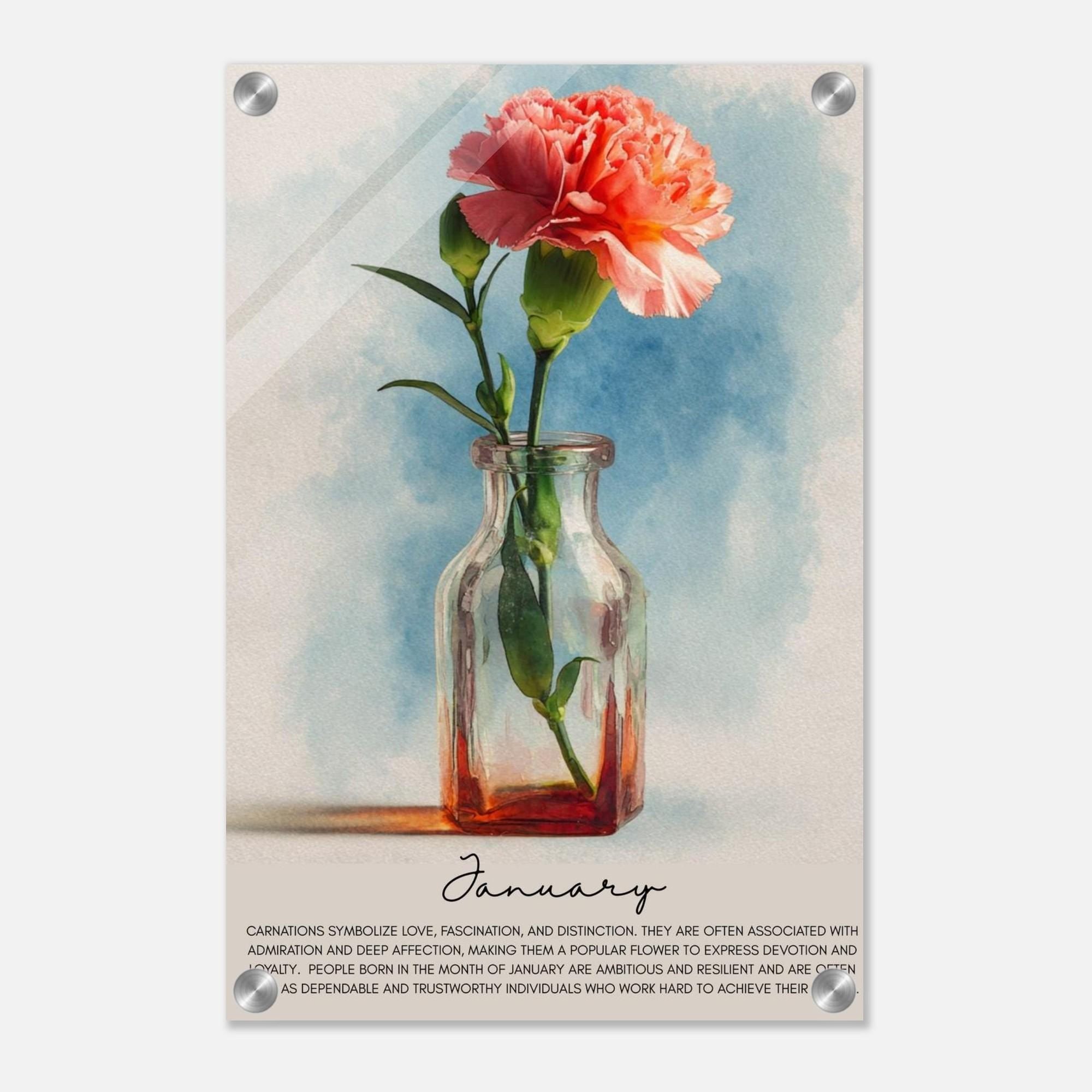 Birth Month Flower Poster Watercolor Flower Meaning Botanical Art Print Meaningful Decor