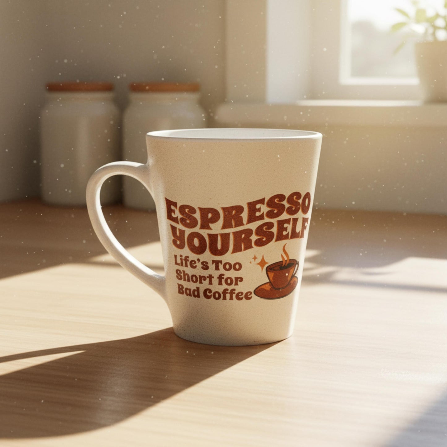 Retro Latte Mug Espresso Yourself Coffee Cup Brown Cream Design Coffee Lover Gift Funny Barista Cappuccino Mug Cafe Shop Kitchen Decor