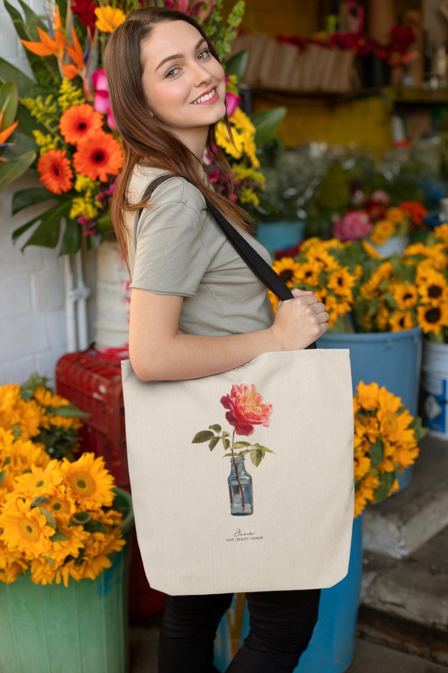 Birth Month Flower Watercolor Tote Eco-Friendly Bag Birth Flower Meaning