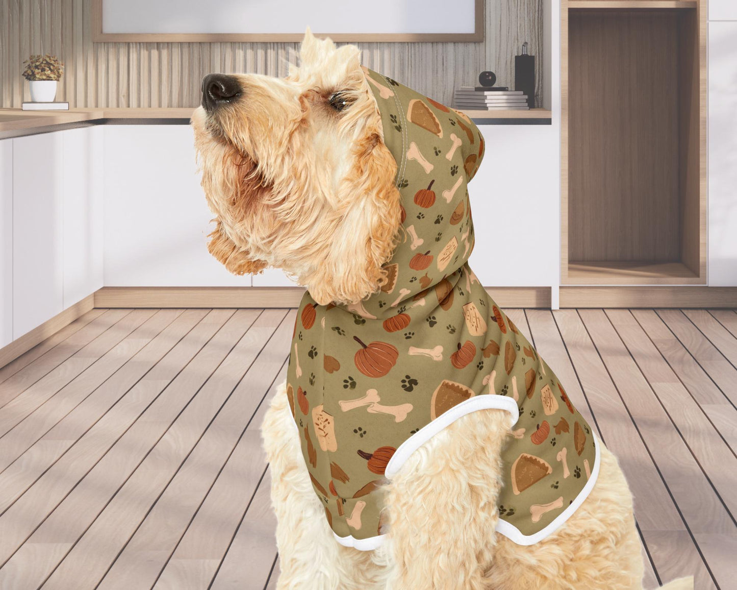 Vintage Thanksgiving Dog Jacket Fall Dog Hoodie Autumn Patterned Dog Sweater Cozy Dog Coat Cute Puppy Jacket Holiday Pet Apparel Pet Hoodie