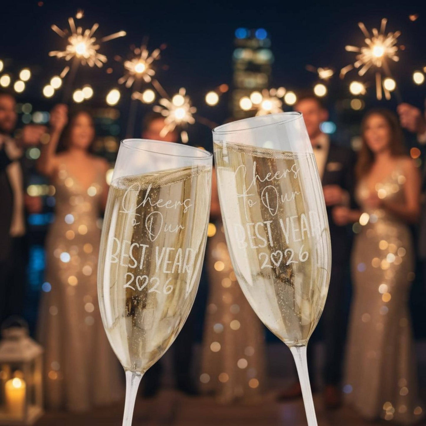 Engraved New Year Personalized Wedding Champagne Glass Cheers to Our Best Year 2026 Flute Celebration Gift Wedding Toasts Bridal Shower Gift