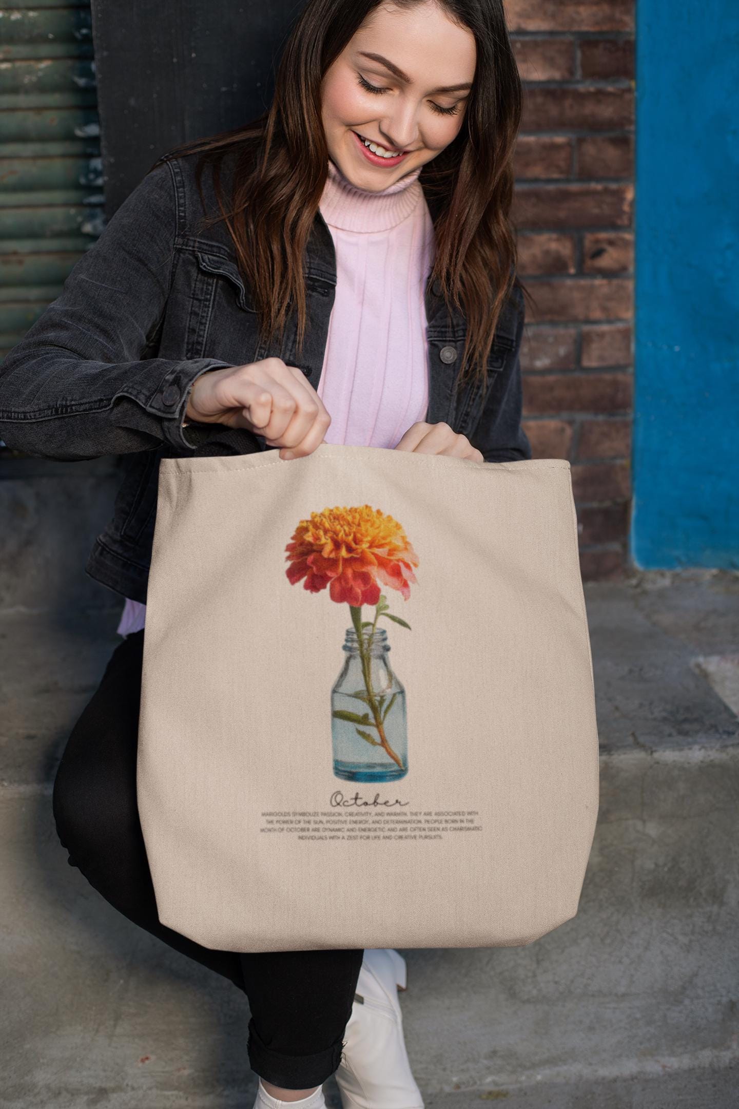 Birth Month Flower Watercolor Tote Eco-Friendly Bag Birth Flower Meaning