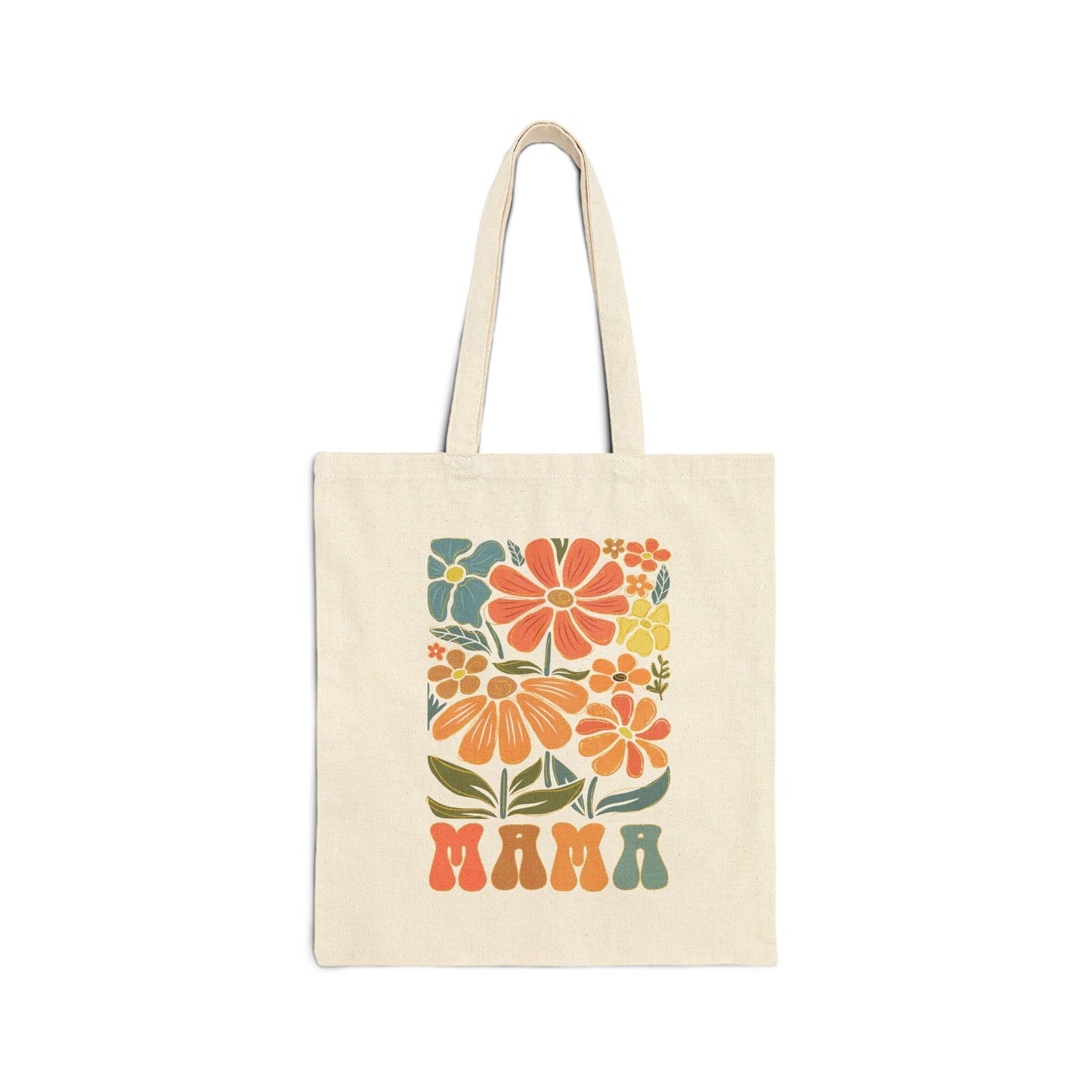 Floral Mama Tote Bag Eco-Friendly Canvas Bag for Moms Reusable Grocery and Beach Tote Stylish Casual Carryall Sustainable Mother's Day Gift