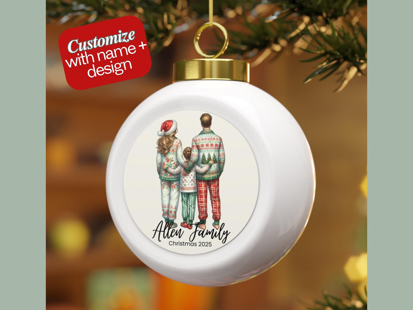 Personalized Family Christmas Ball Ornament Holiday Decor Tree Ornament Custom Gift Family Keepsake Christmas Decoration Grandparents Gift