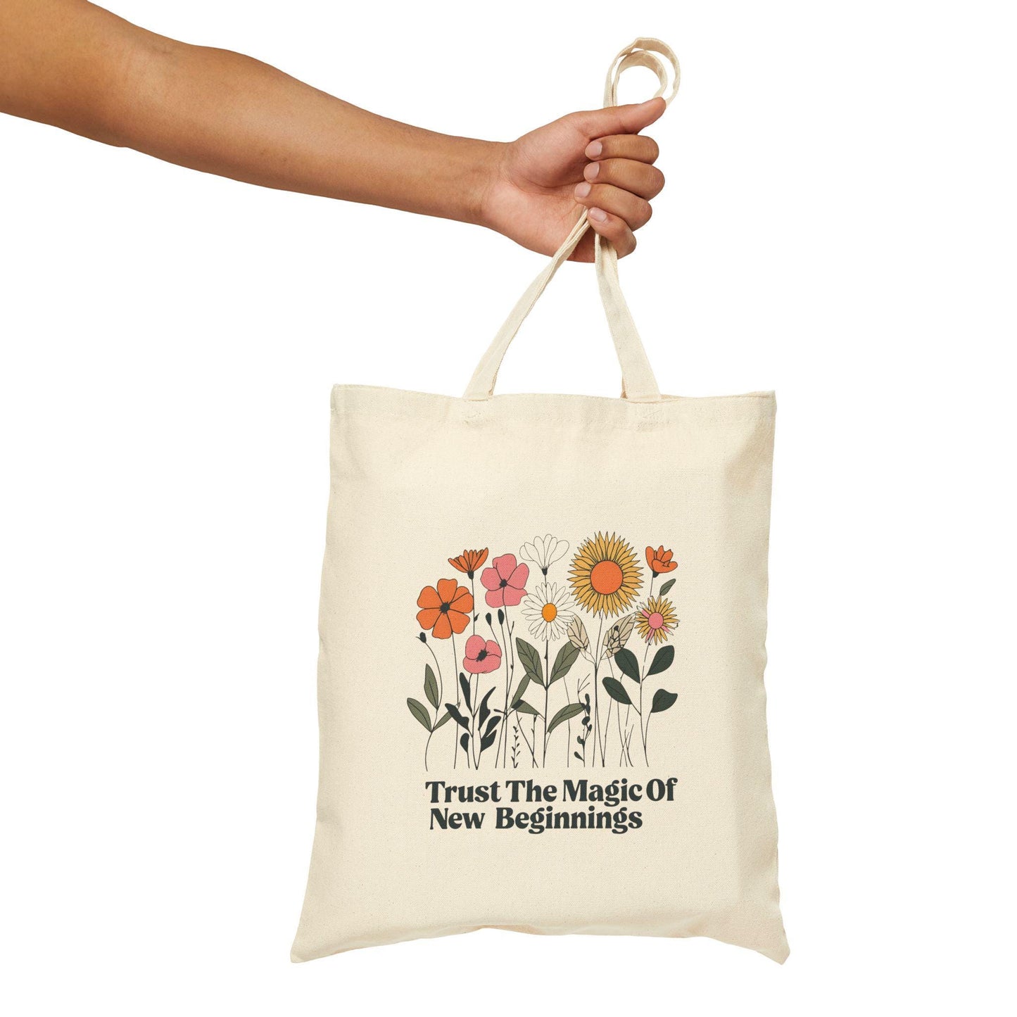 Floral Tote Bag New Job Graduation New Parents Gift Cotton Canvas Tote Bag Reusable Shopping Bag EcoFriendly Tote Market Bag