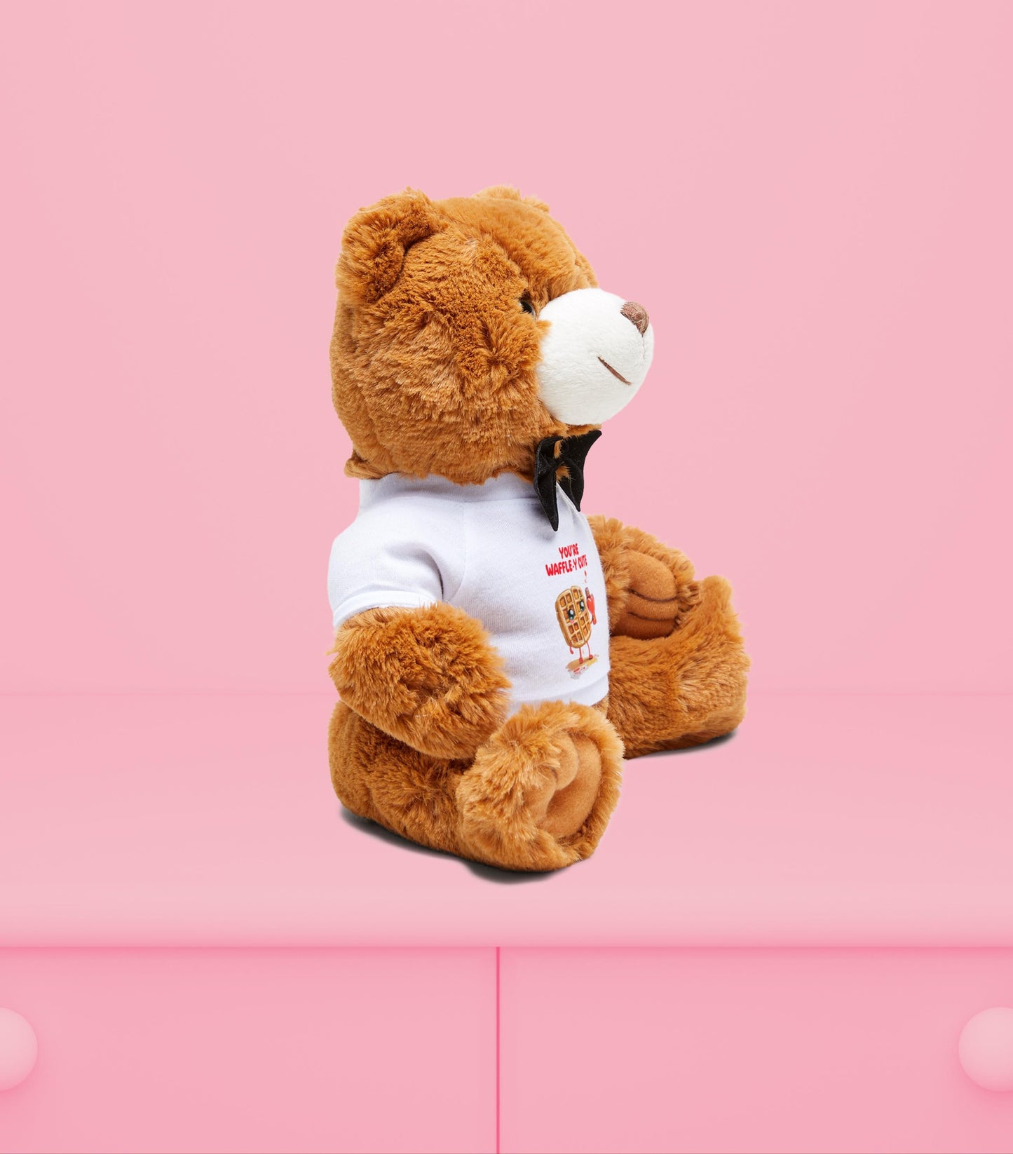 Waffley Cute Plushie Adorable Teddy Bear with Bow Tie and TShirt Cute Stuffed Animal Toy Soft Cuddly Bear Kids Gift Nursery Decor