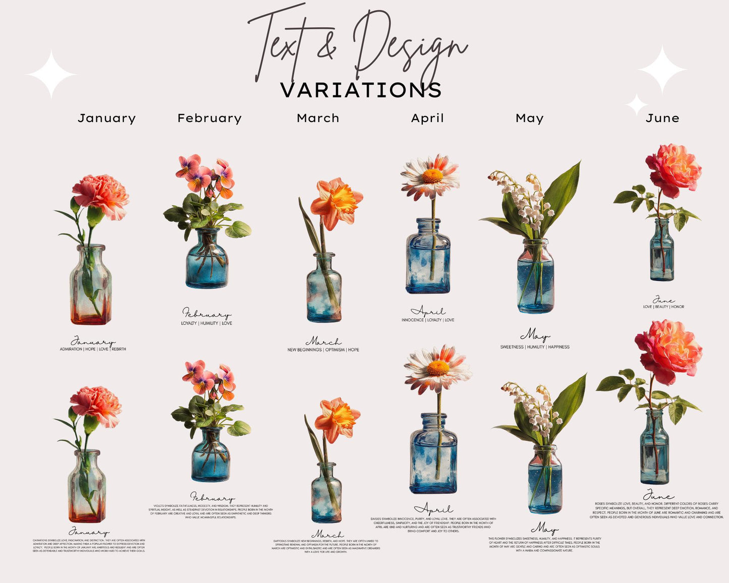 Birth Month Flower Watercolor Tote Eco-Friendly Bag Birth Flower Meaning