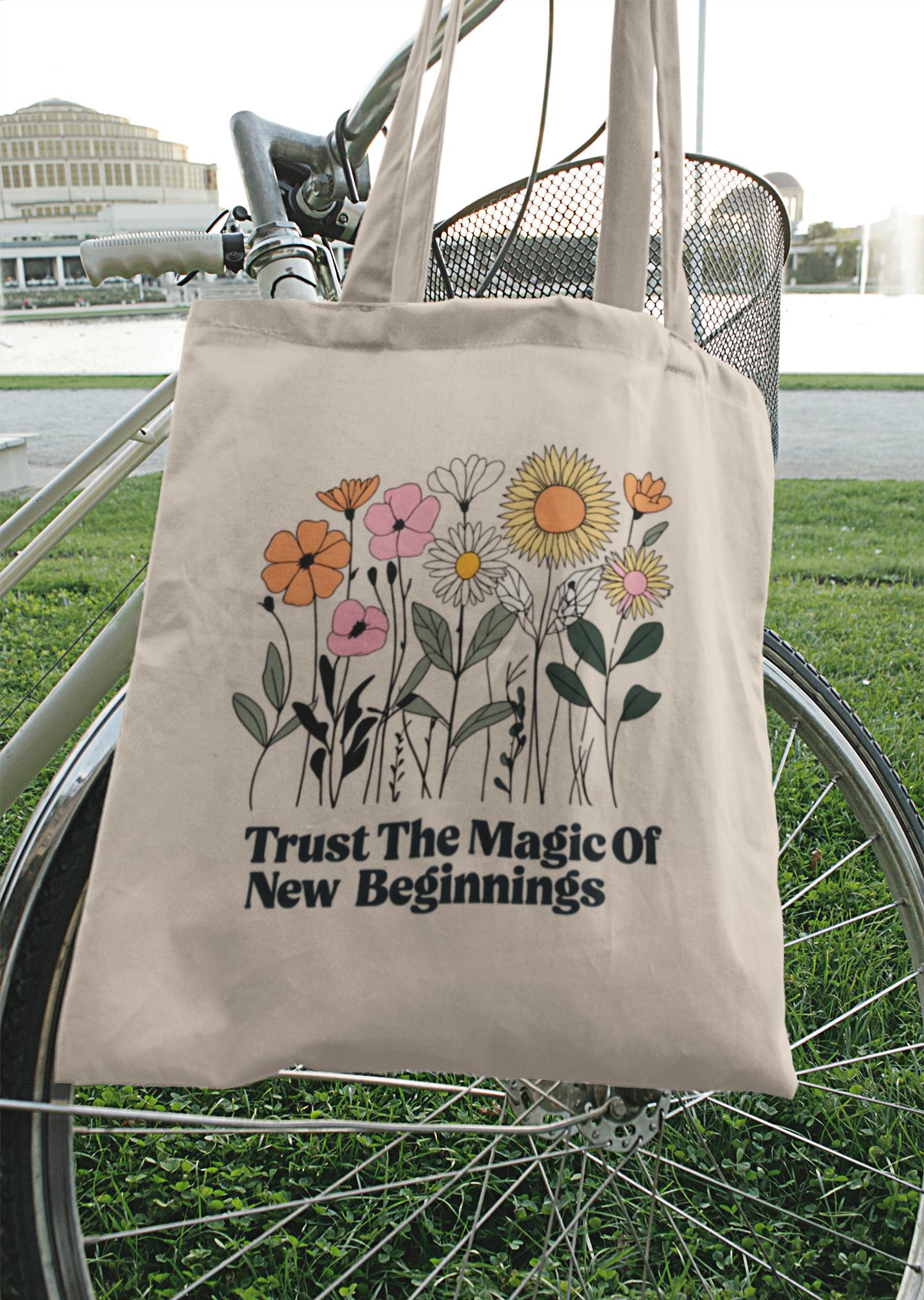 Floral Tote Bag New Job Graduation New Parents Gift Cotton Canvas Tote Bag Reusable Shopping Bag EcoFriendly Tote Market Bag