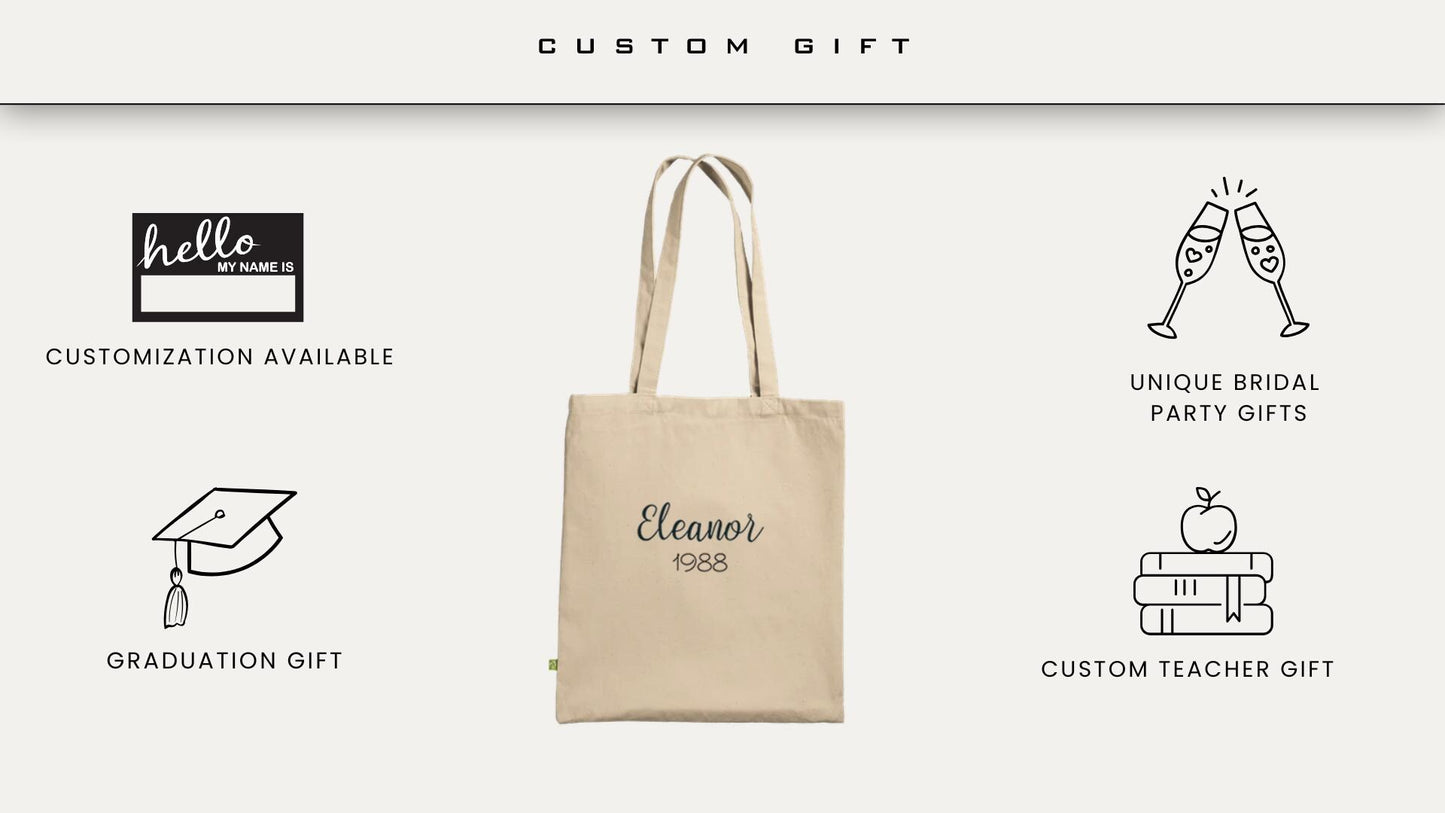 Birth Month Flower Watercolor Tote Bag Eco-Friendly Cotton Unique Floral Gift for Nature Lovers and Floral Enthusiasts Bridal Shower Gift