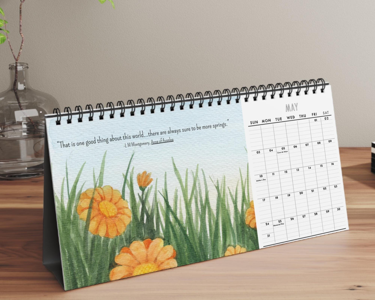 Literary Desktop Calendar 2026 Classic Literature Calendar Book Lover Gift Home Office Decor Unique Desk Accessory Monthly Planner