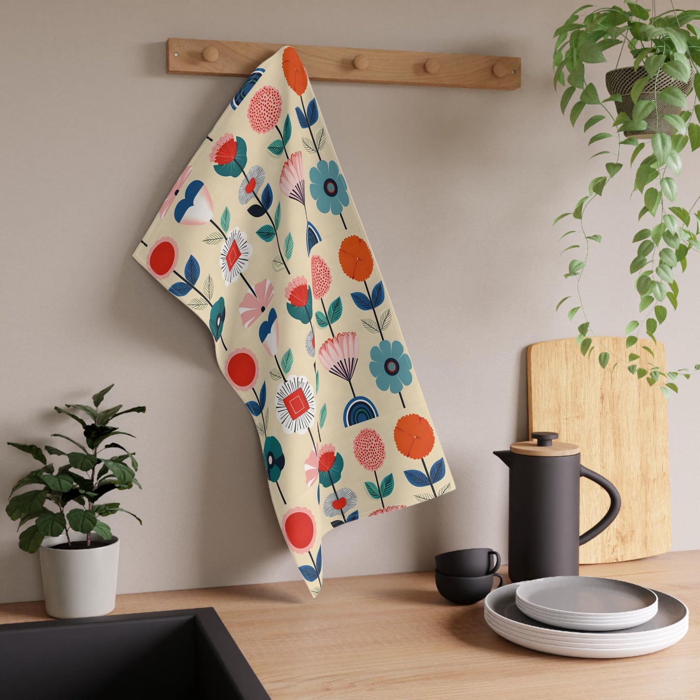 Floral Tea Towels Kitchen Hand Towels Botanical Dish Towels Set of 2 Decorative Towels Gift for Her