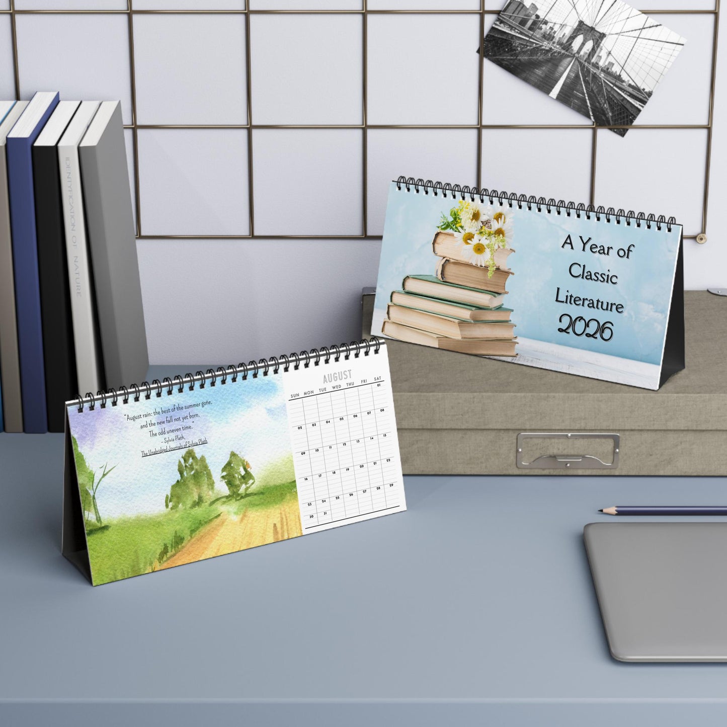 Literary Desktop Calendar 2026 Classic Literature Calendar Book Lover Gift Home Office Decor Unique Desk Accessory Monthly Planner