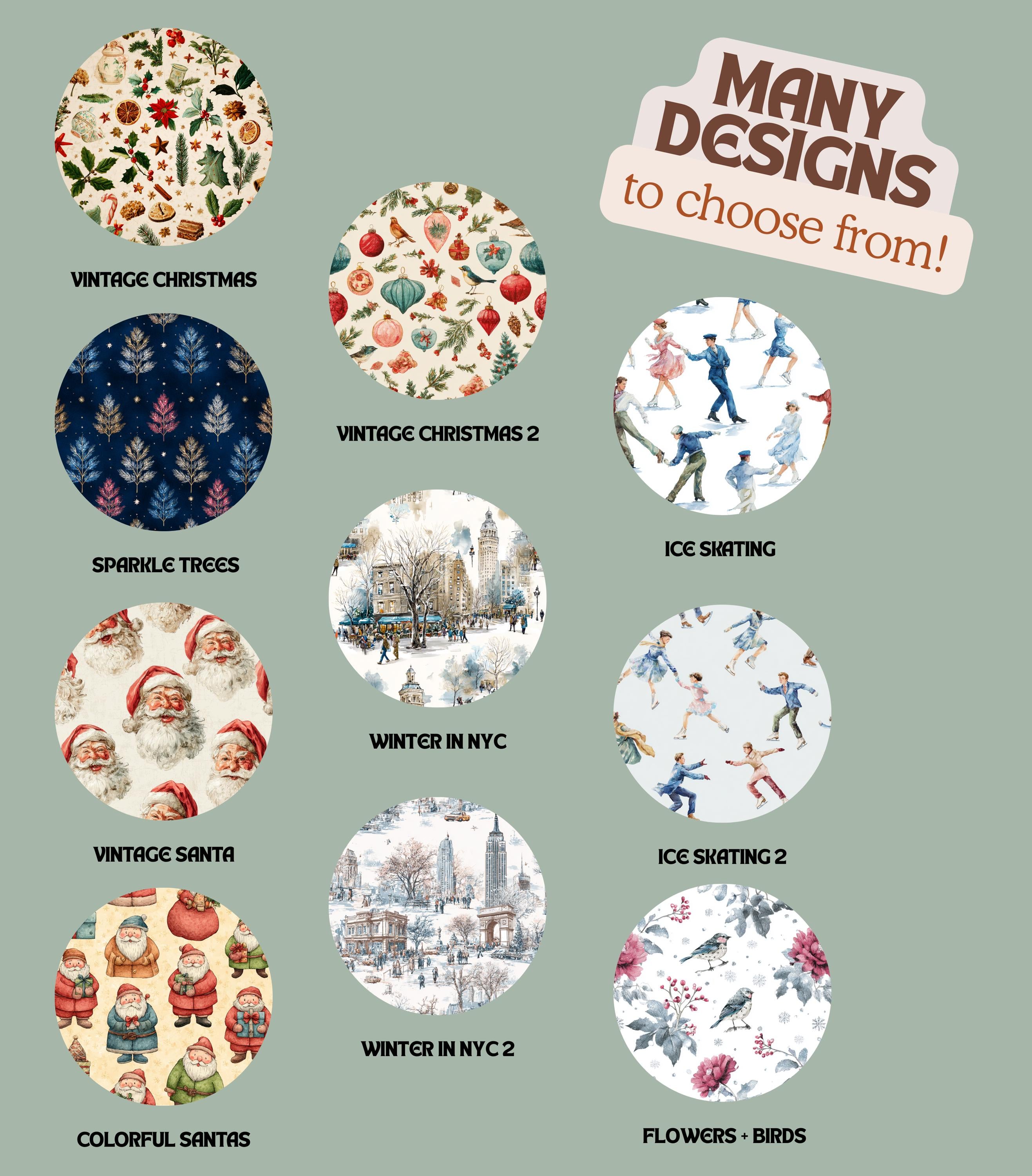 Boho Vintage Holiday Scrunchie Christmas Designs Cozy Scenes Rainbow Floral Festive Hair Tie Gift for Her Kids Hair Accessory Winter Vibe