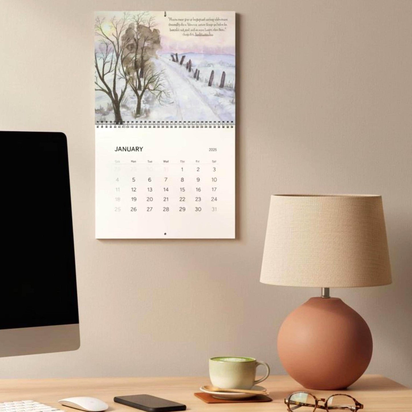 Literary Wall Calendar 2026 Classic Literature Calendar Book Lover Gift Home Office Decor Unique Accessory Monthly Planner Librarian Gift