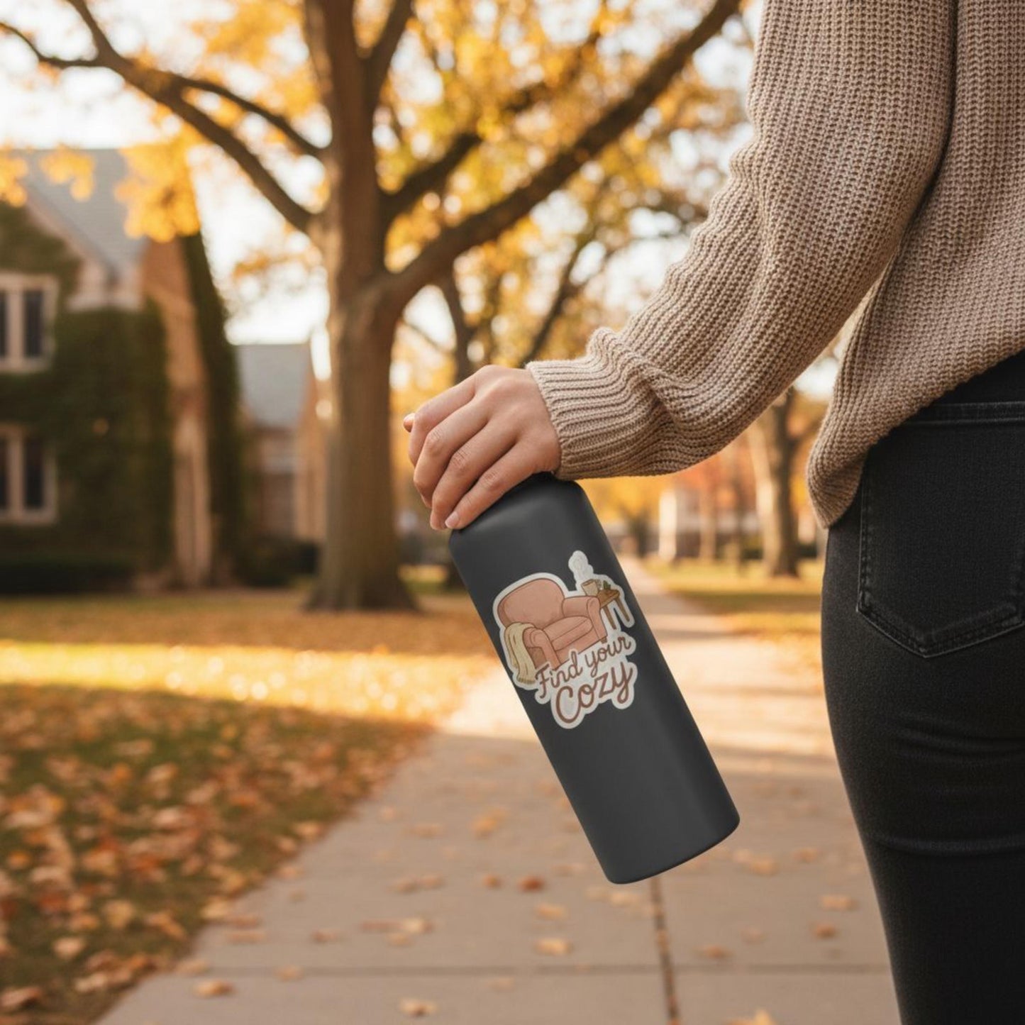 Find Your Cozy Fall Aesthetic Sweater Winter Nostalgia Vibe Stickers Stocking Stuffers Tote Bag Cute Secret Santa Gift Idea Comfort Relaxing