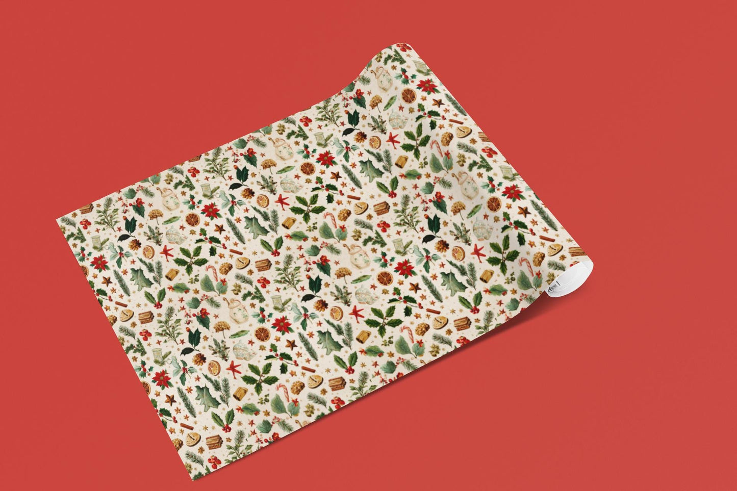 Vintage Christmas Pattern Wrapping Paper Roll Nostalgic Holiday Gift Wrap Matte Finish Gift for Her Retro Vibes Unique Gift Wrap Custom Art