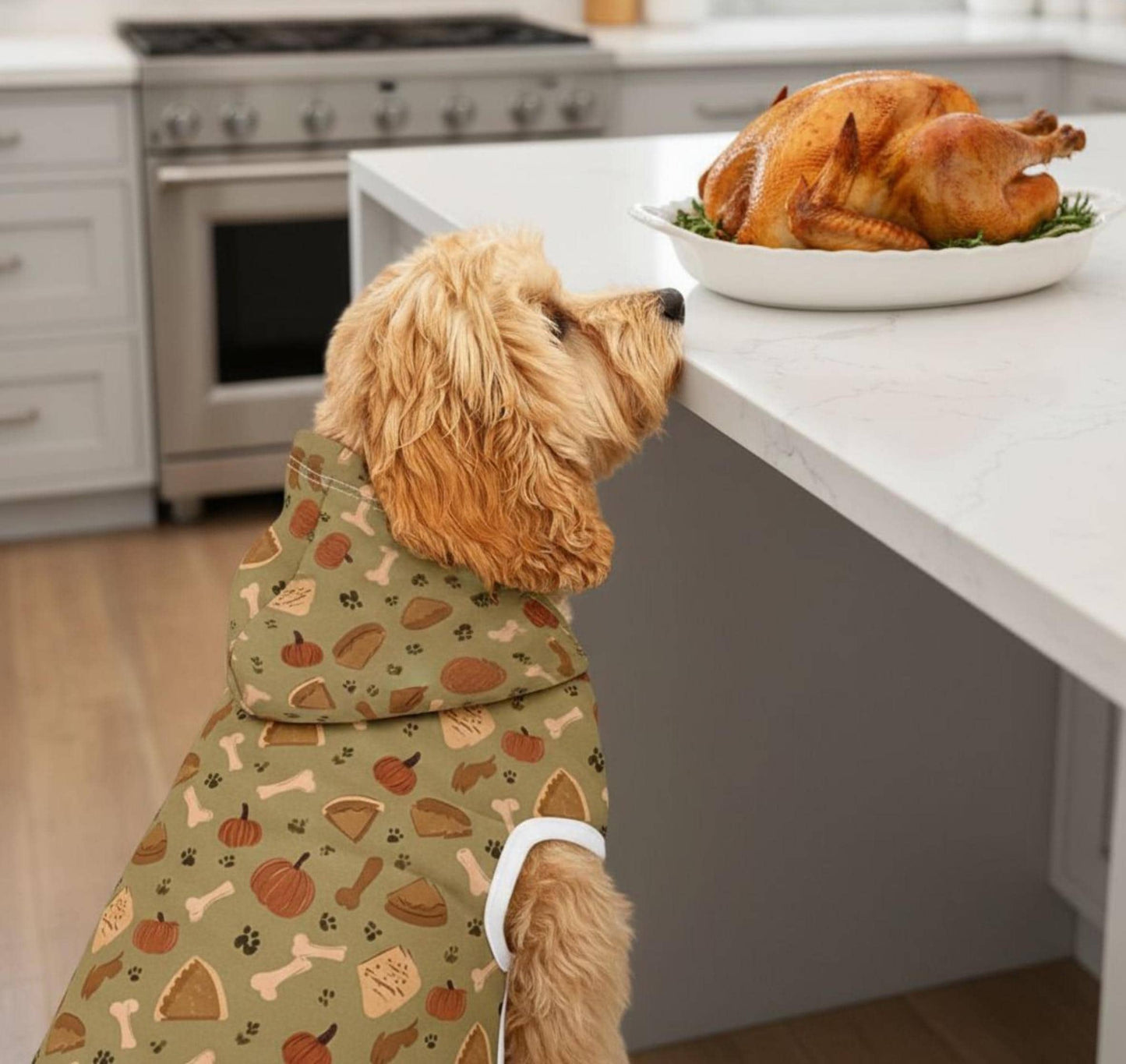 Vintage Thanksgiving Dog Jacket Fall Dog Hoodie Autumn Patterned Dog Sweater Cozy Dog Coat Cute Puppy Jacket Holiday Pet Apparel Pet Hoodie
