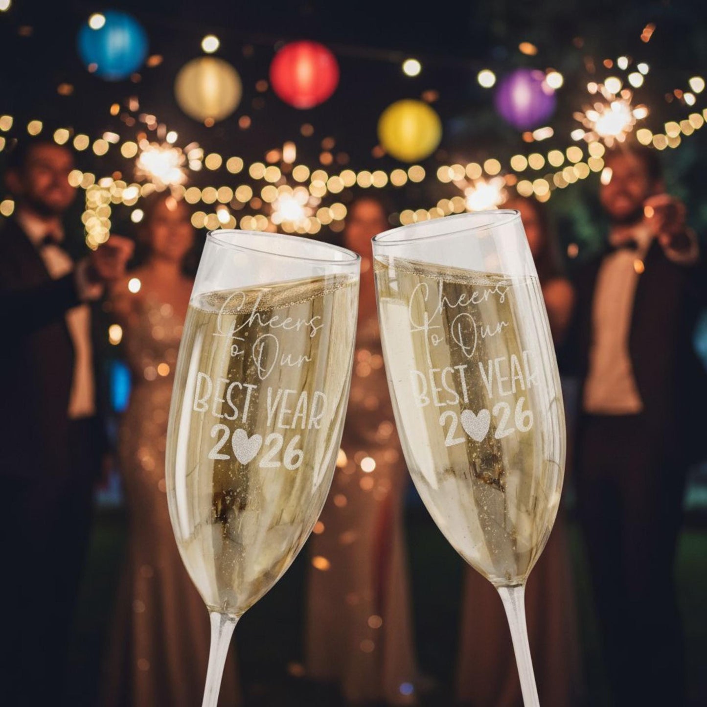 Engraved New Year Champagne Glass Cheers to Our Best Year 2026 Flute Celebration Gift Wedding Toast Bridal Shower Gift Party Favor Engaged