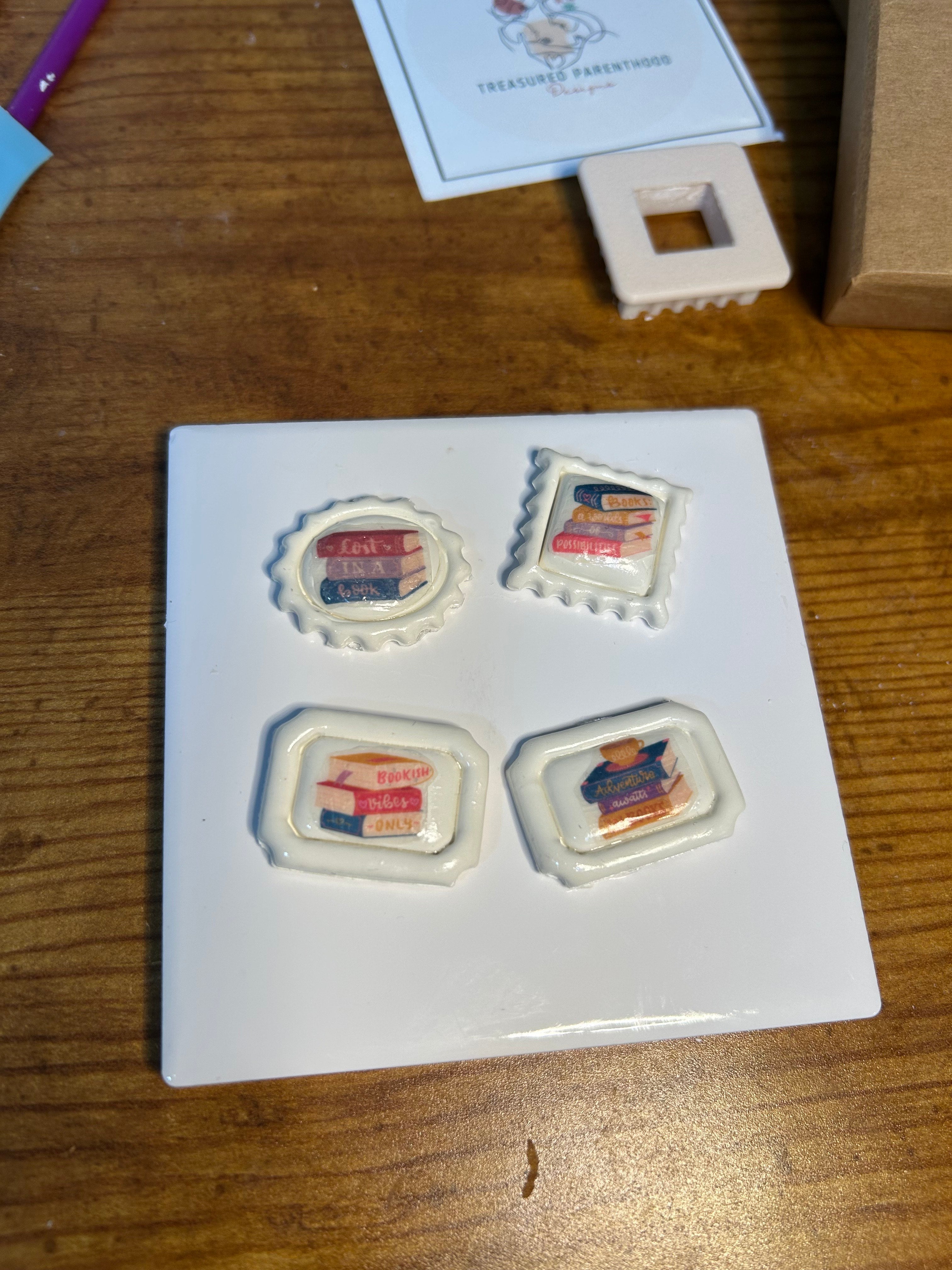 Custom Handmade Clay Postage Stamp Magnets Bookish Vibes Gift for Book Lover Unique Aesthetic Library Fridge Decor Literary Clay Art