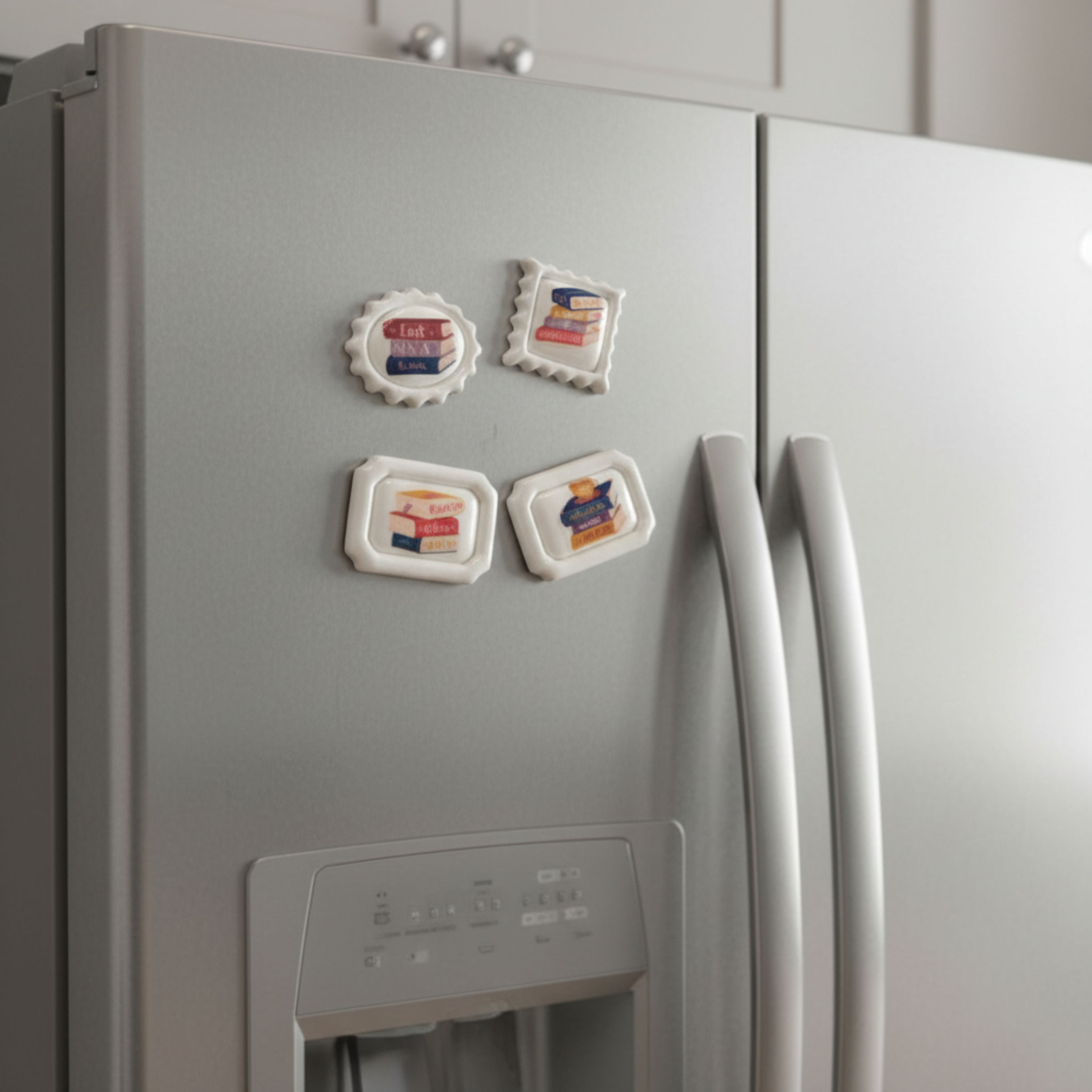 Custom Handmade Clay Postage Stamp Magnets Bookish Vibes Gift for Book Lover Unique Aesthetic Library Fridge Decor Literary Clay Art