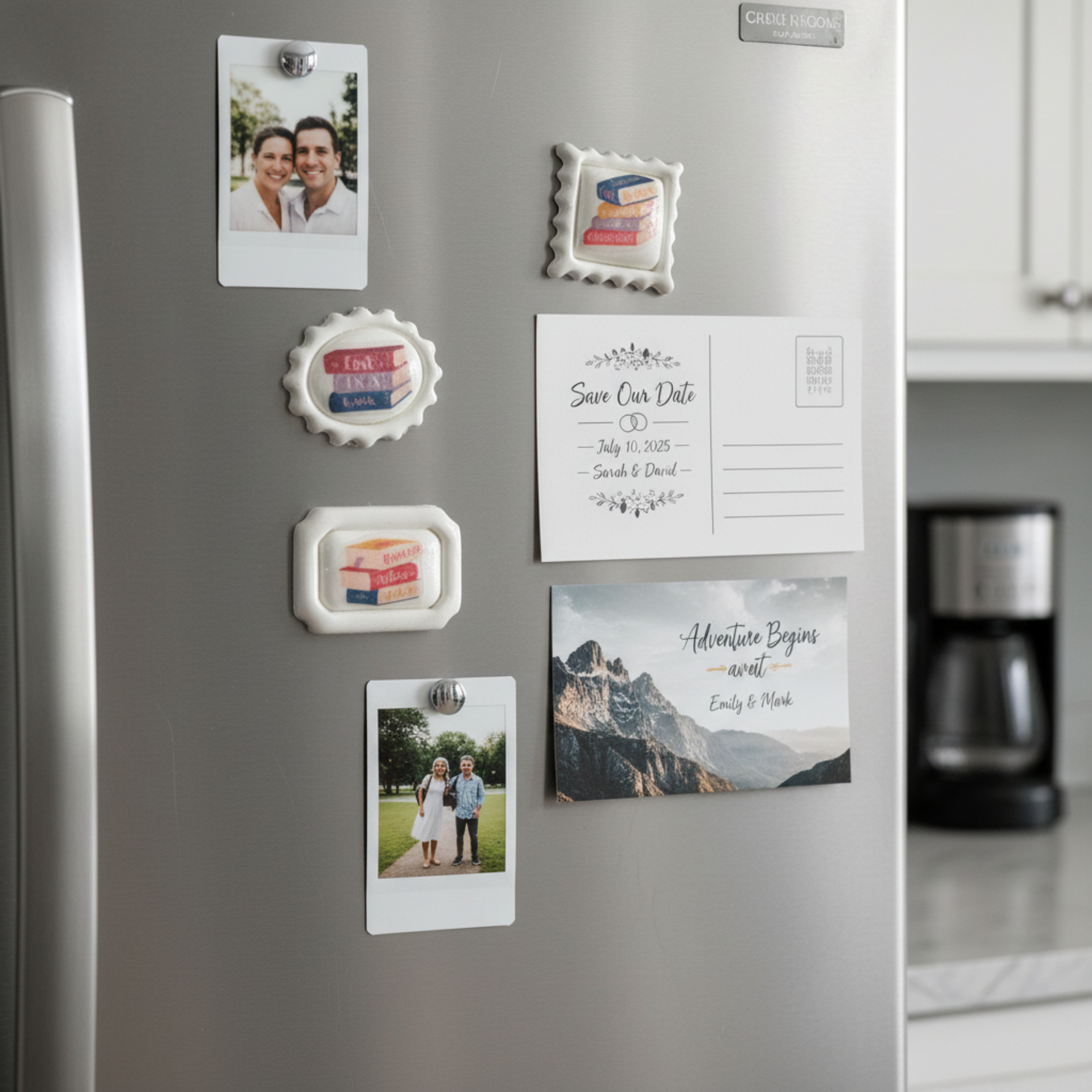 Custom Handmade Clay Postage Stamp Magnets Bookish Vibes Gift for Book Lover Unique Aesthetic Library Fridge Decor Literary Clay Art