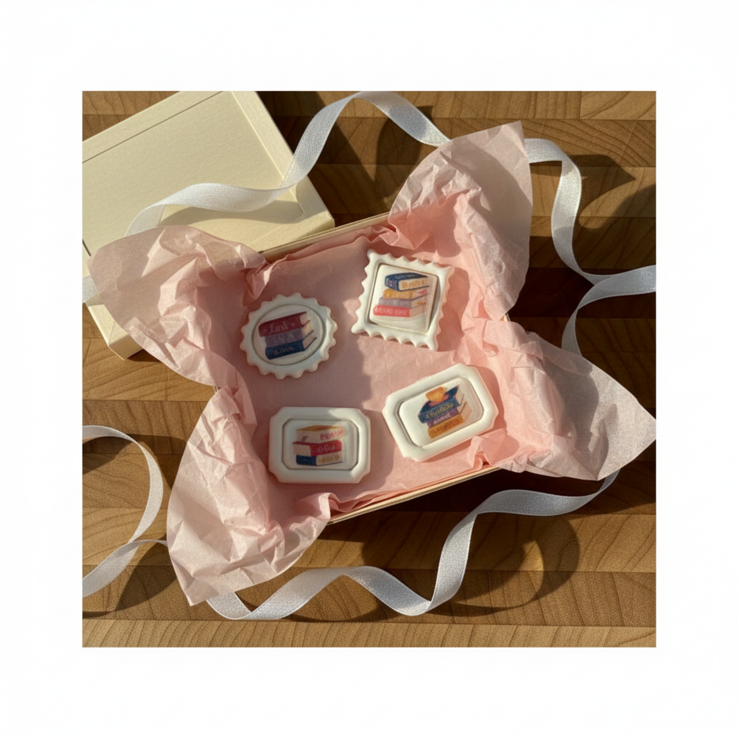 Custom Handmade Clay Postage Stamp Magnets Bookish Vibes Gift for Book Lover Unique Aesthetic Library Fridge Decor Literary Clay Art