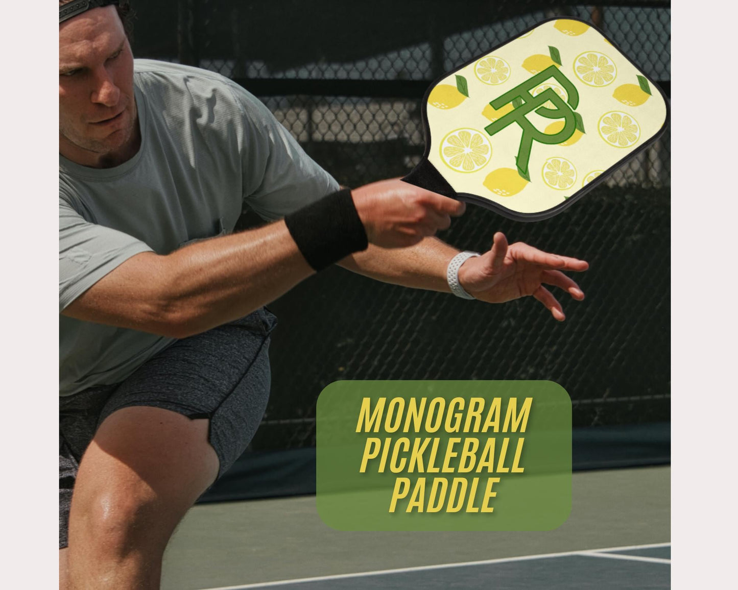 Monogram Pickleball Paddle Set  Lemon Natural Pickleball Set Pickleball Gear Pickleball Accessories Pickleball Equipment
